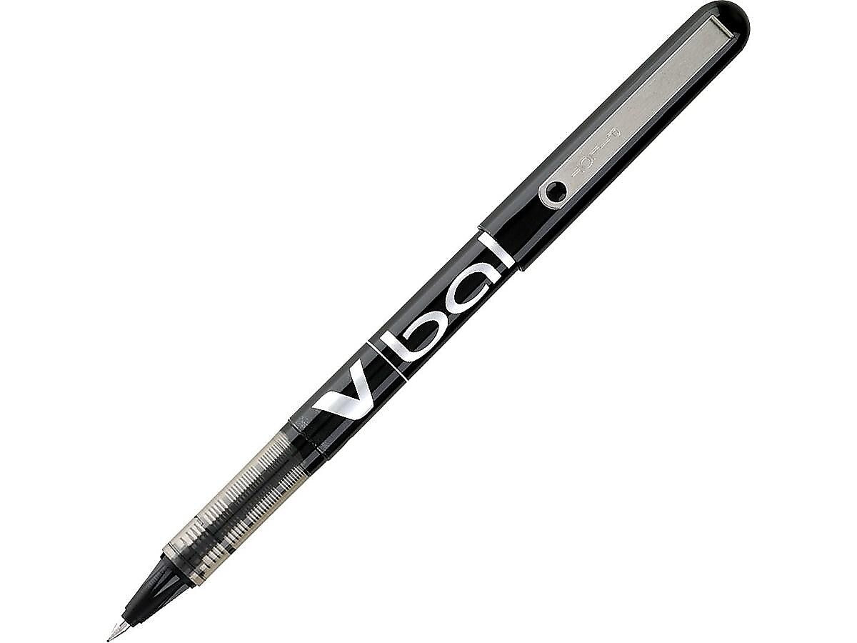 Pilot VBall Rollerball Pens, Extra Fine Point, Black Ink, Dozen