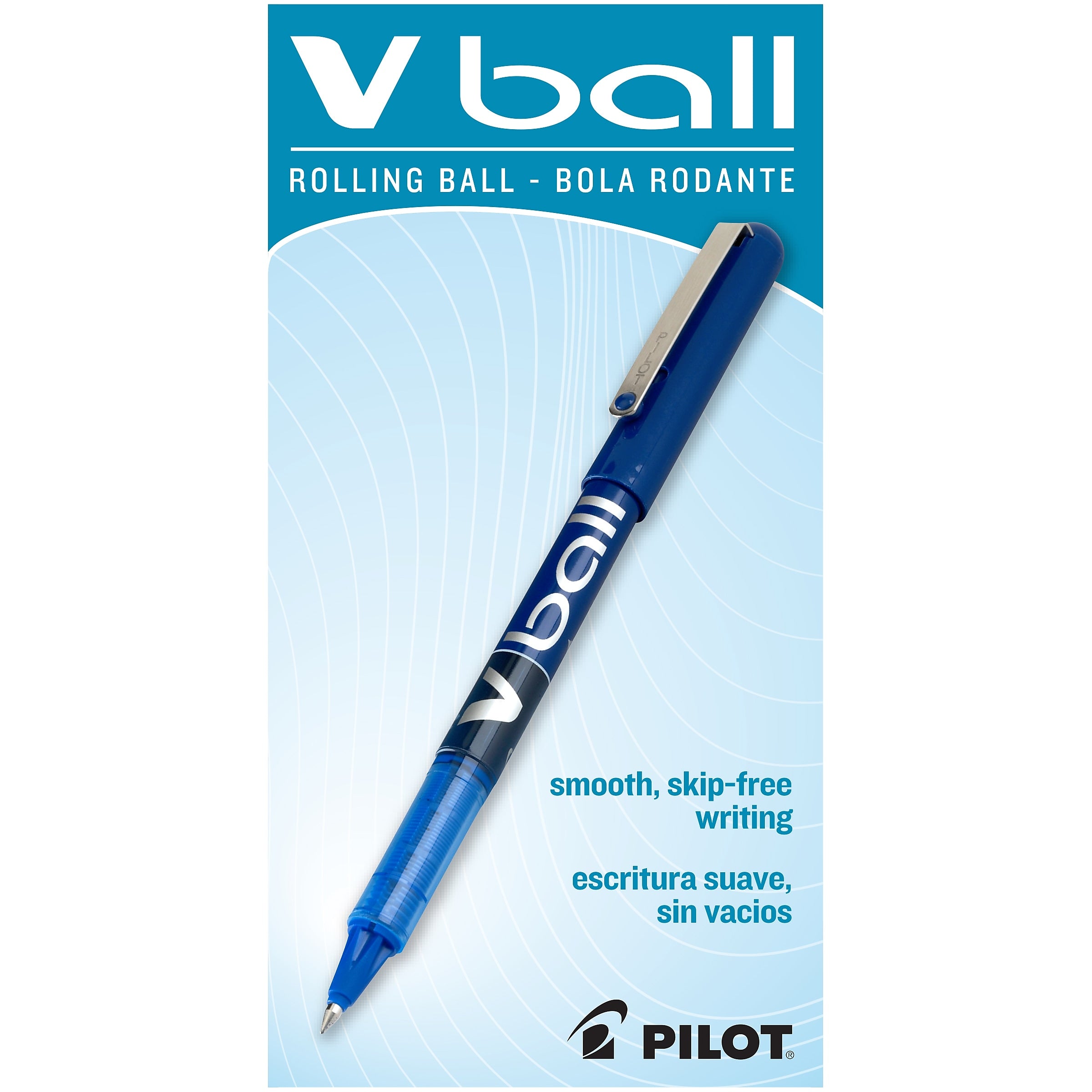 Pilot VBall Rollerball Pens, Extra Fine Point, Blue Ink, Dozen