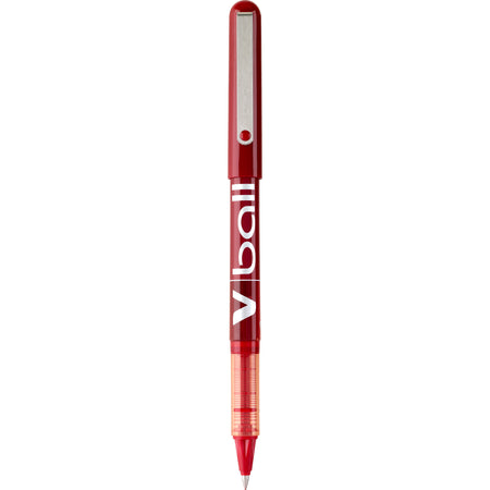 Pilot VBall Rollerball Pens, Extra Fine Point, Red Ink, Dozen