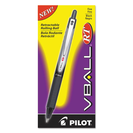 Pilot VBall RT Retractable Rollerball Pens, Fine Point, Black Ink, Dozen