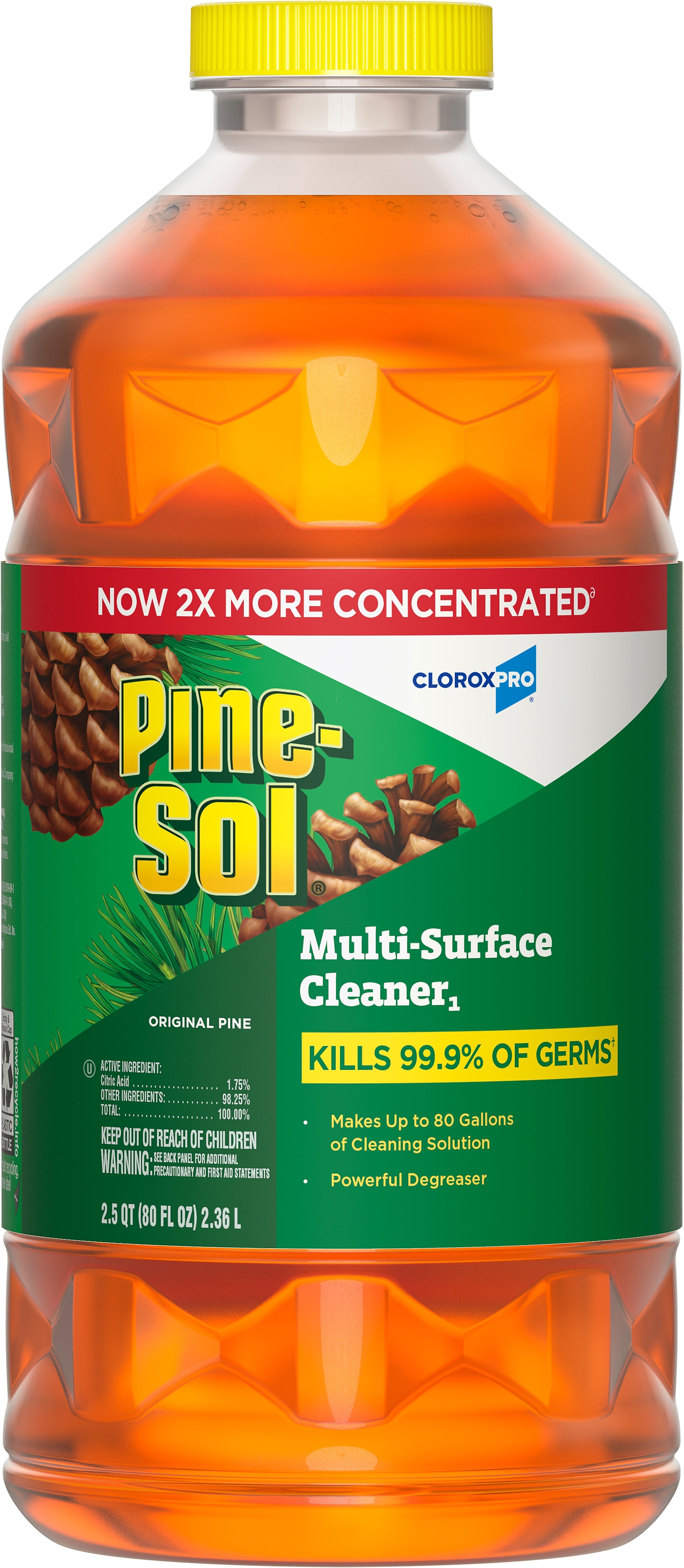 Pine-Sol Disinfecting Multi-Surface Cleaner Degreaser, Original Pine, 80 Fl. Oz.