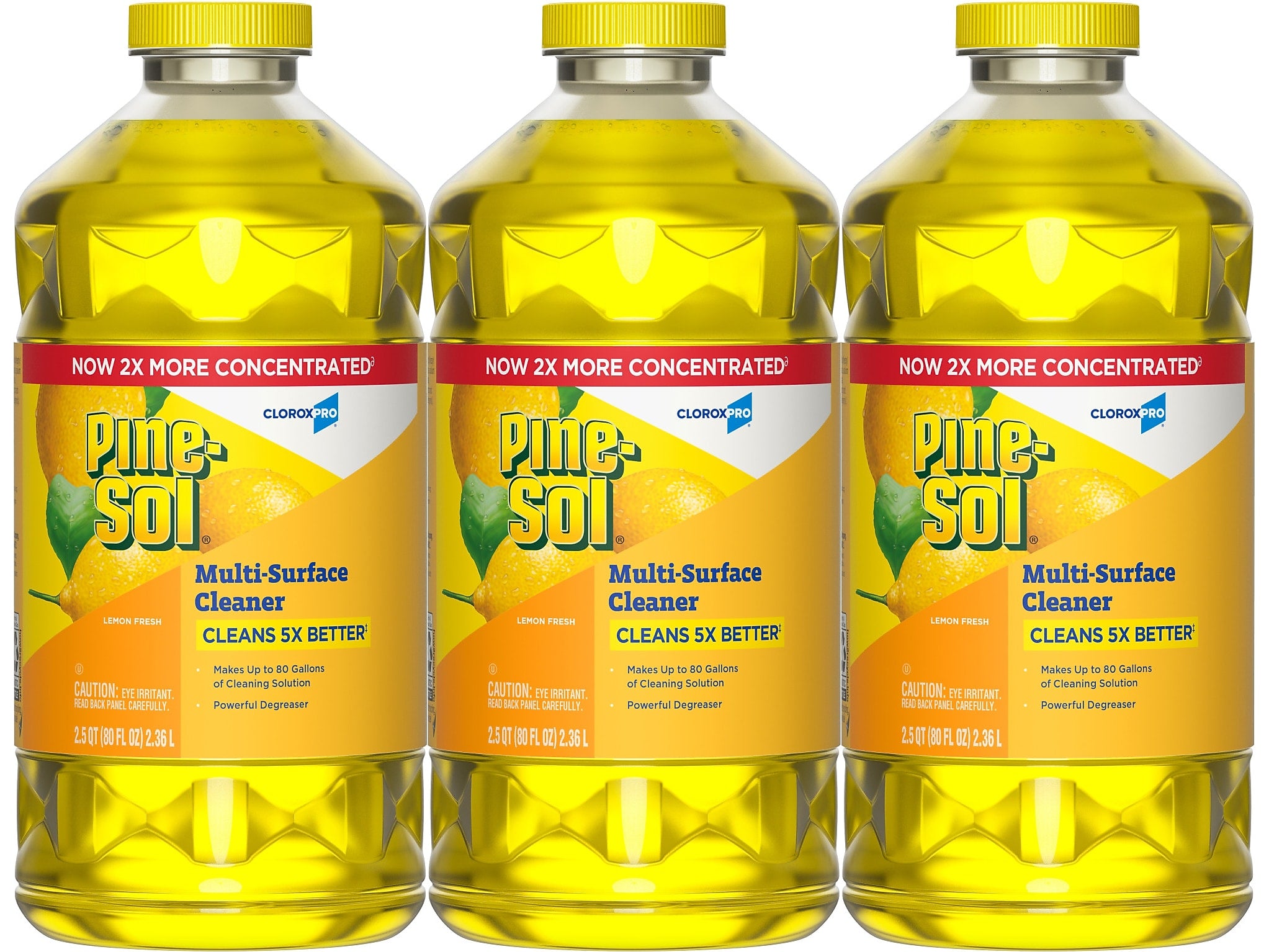Pine-Sol Multi-Surface Cleaner/Degreaser, Lemon Fresh Scent, 80 Fl. Oz. 3/Carton
