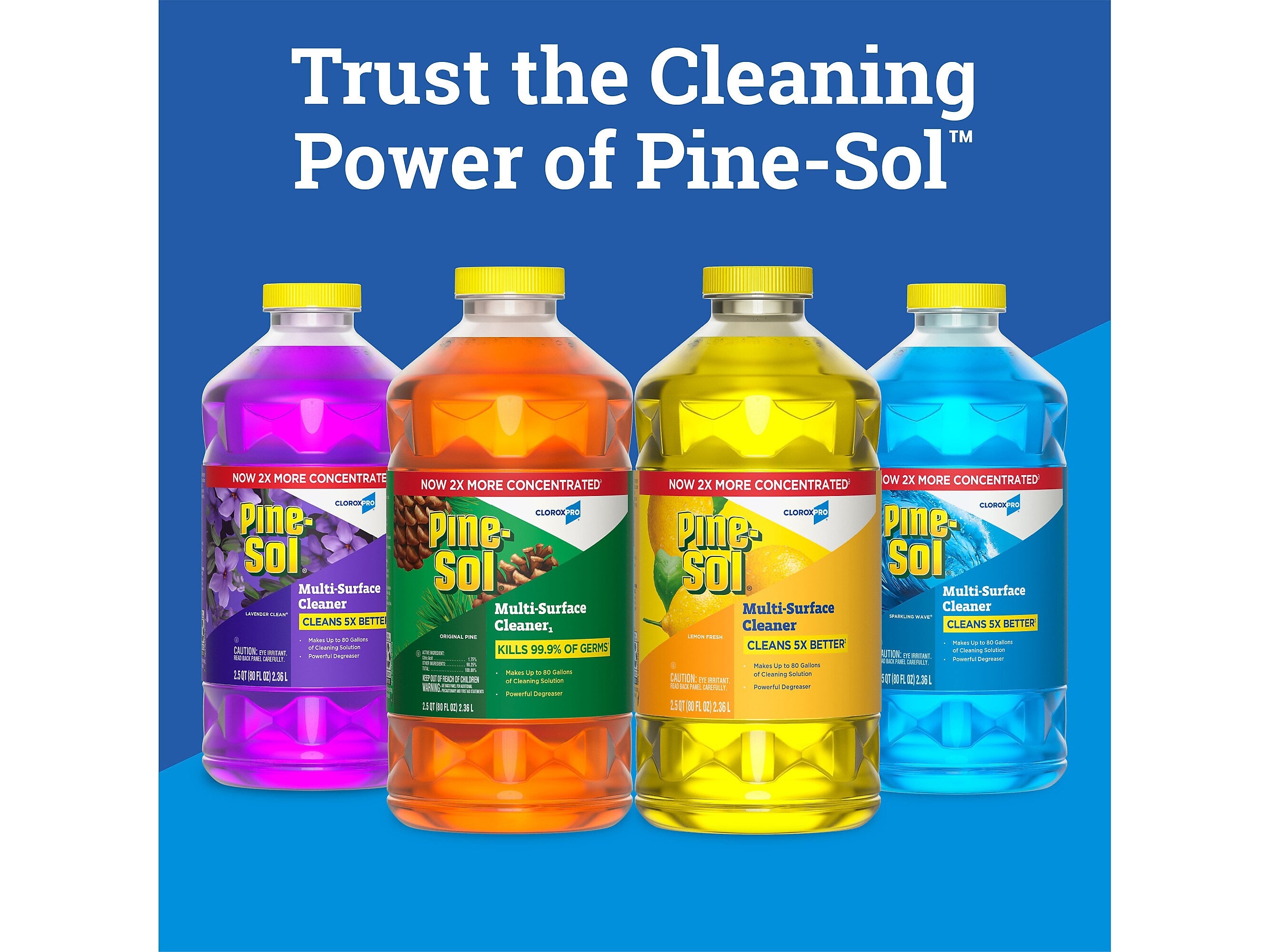 Pine-Sol Multi-Surface Cleaner/Degreaser, Sparkling Wave Scent, 80 Fl. Oz., 3/Case