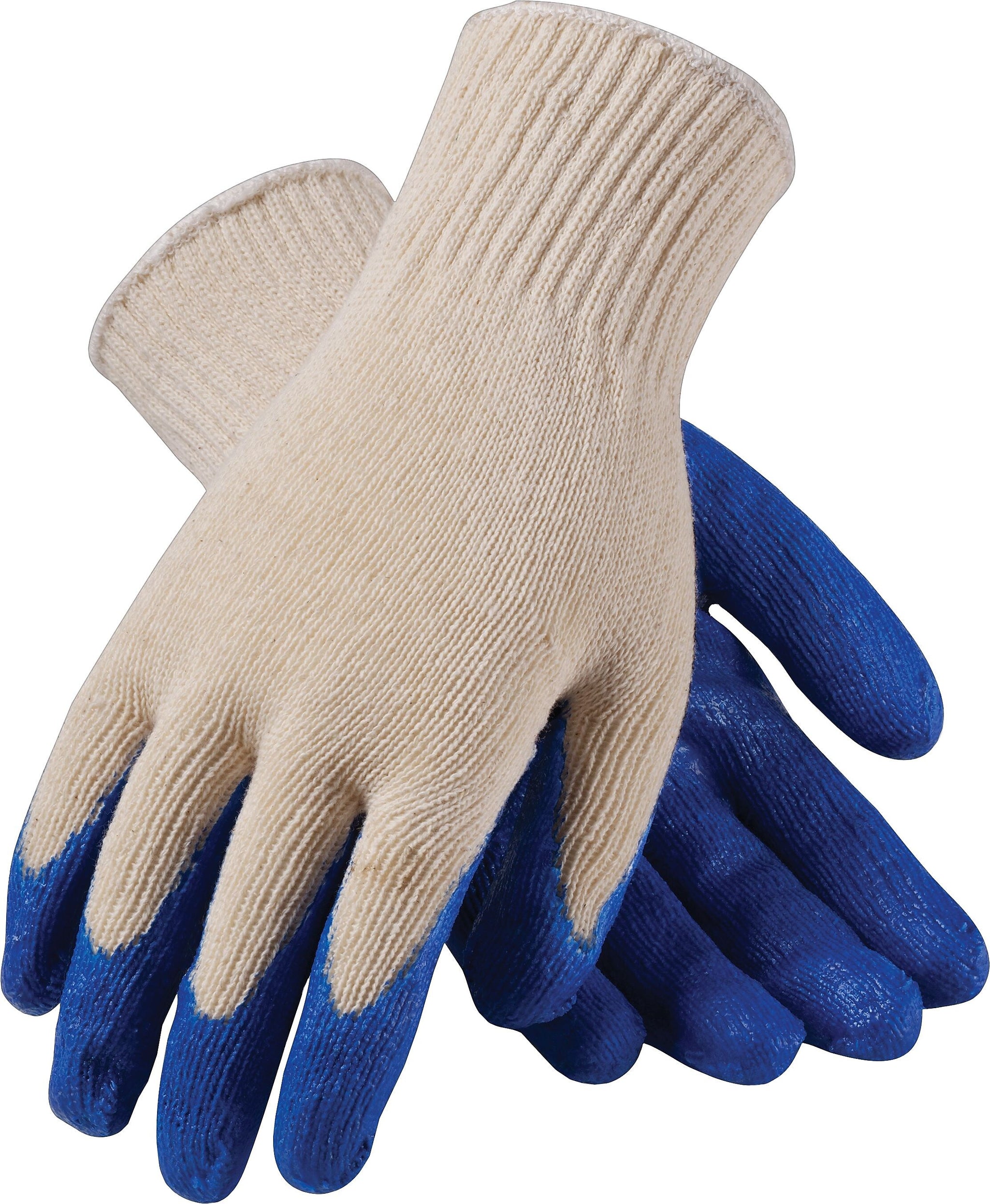 PIP 39-C122 Latex Coated Cotton/Poly Gloves, XL, 10 Gauge, Natural/Blue, 12 Pairs