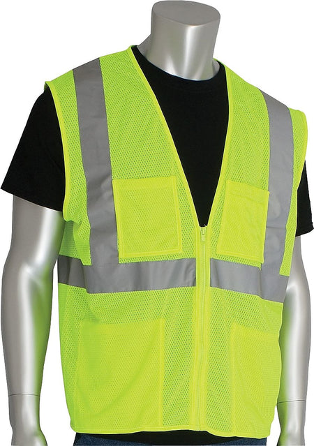 PIP High Visibility Sleeveless Safety Vests, ANSI Class 2, Yellow, 3X, 50/Pack