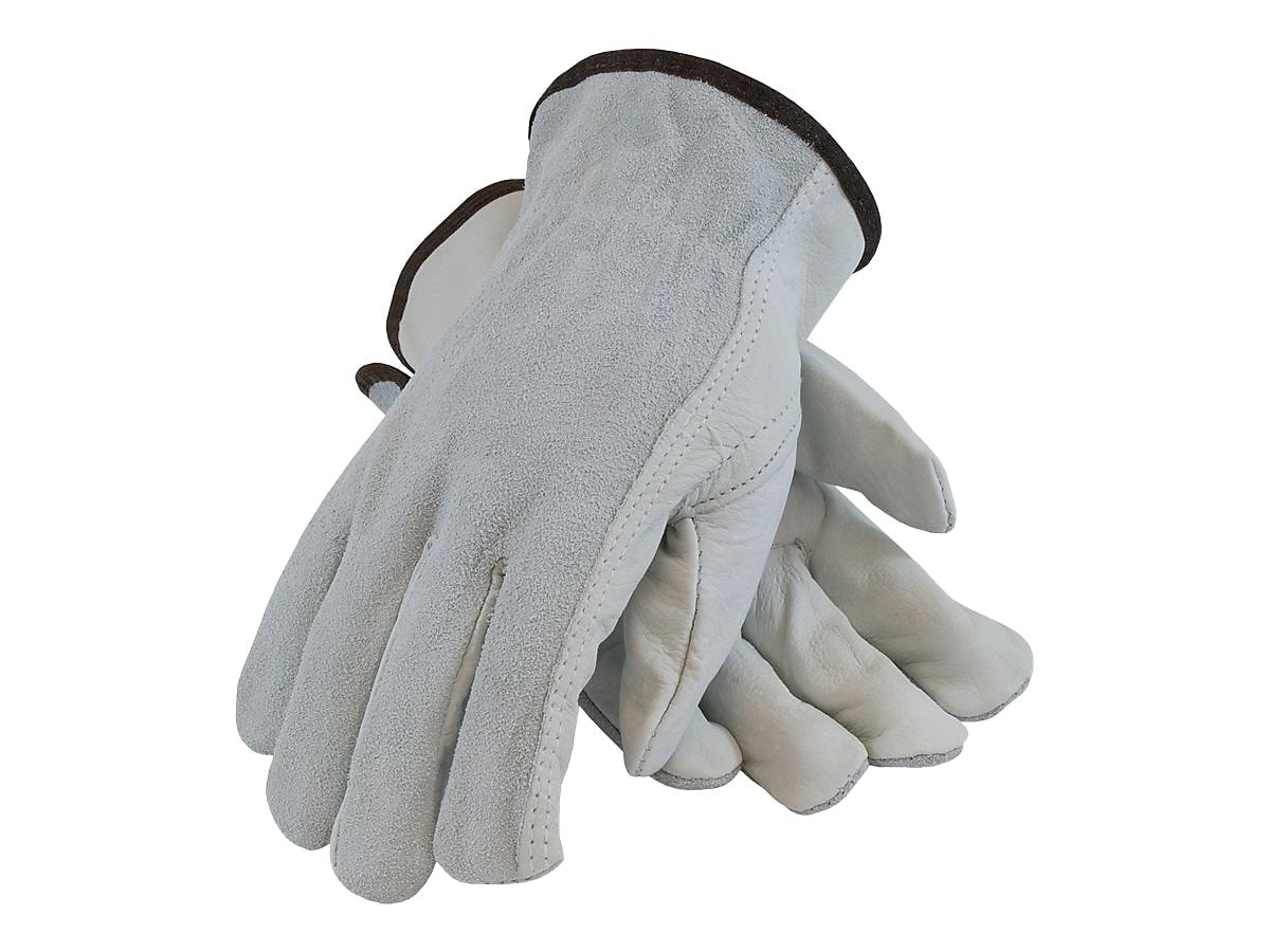 PIP Leather Gloves, Large, Natural, 2 Gloves/Box