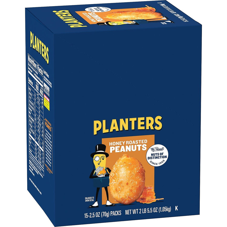 Planters Honey Roasted Peanuts, 2.5 oz., 15 Bags/Pack