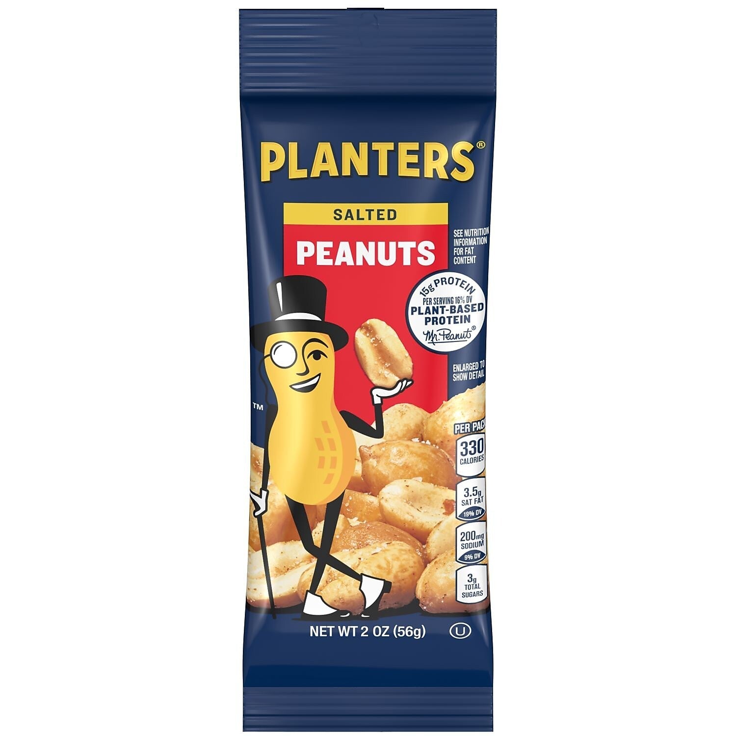 Planters Roasted Salted Peanuts, 2 oz., 144 Bags/Pack