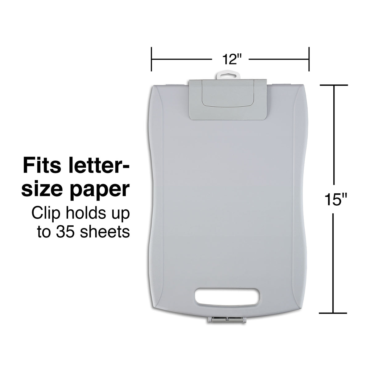 Plastic Storage Clipboard, Letter Size, Gray