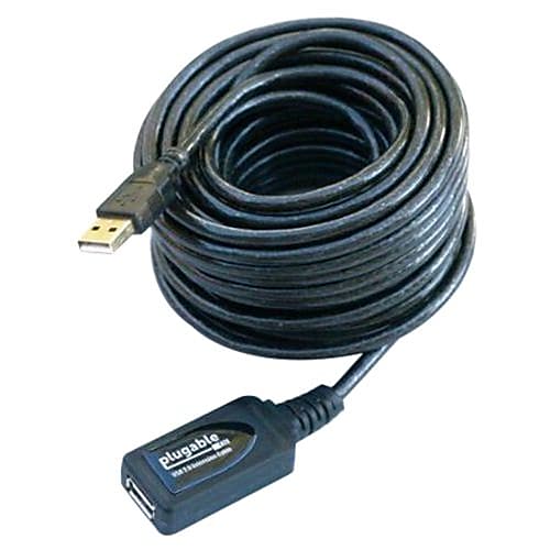 Plugable® 16' USB 2.0 Active Extension Cable, Male/Female, Black