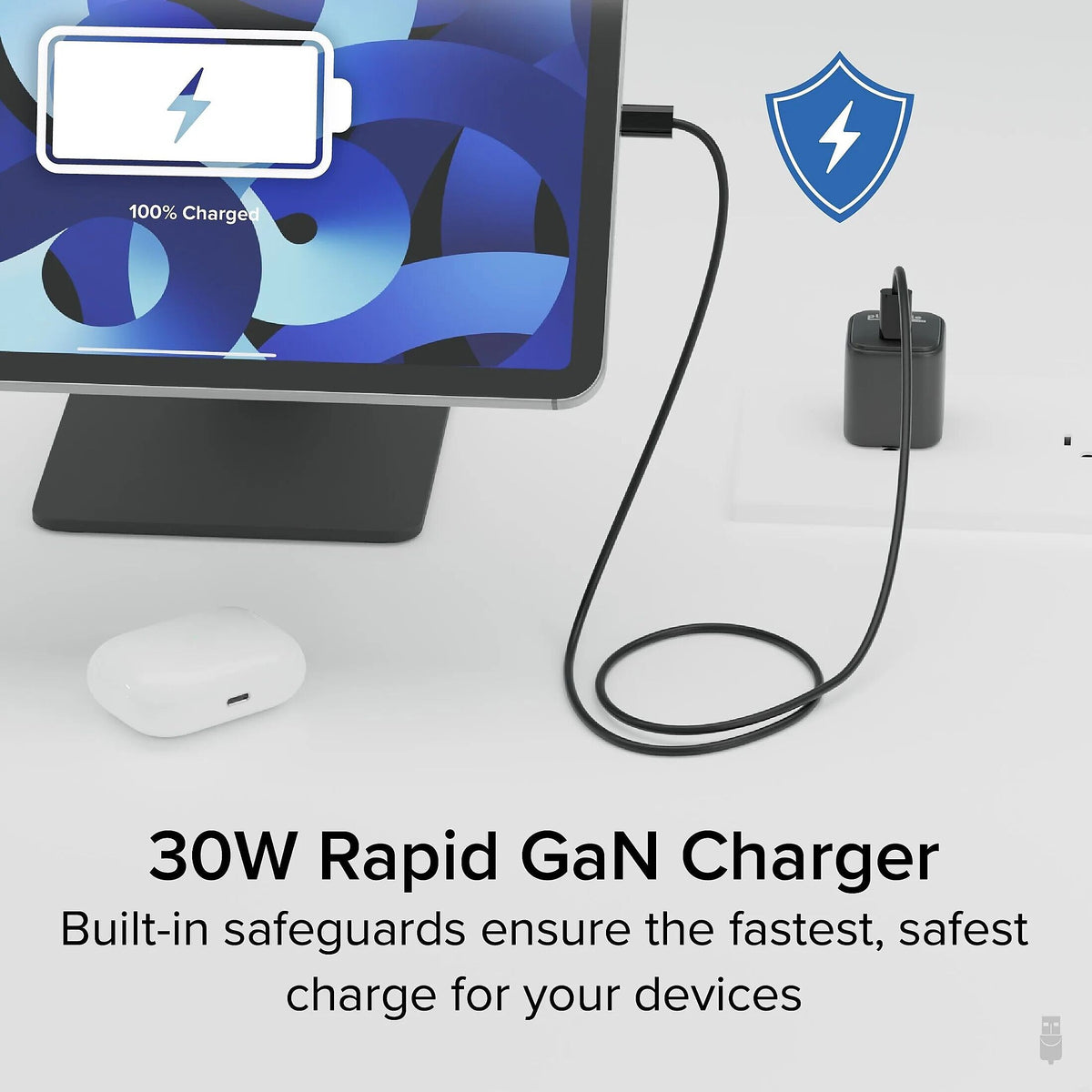 Plugable 30W GaN USB C Charger Block, Black