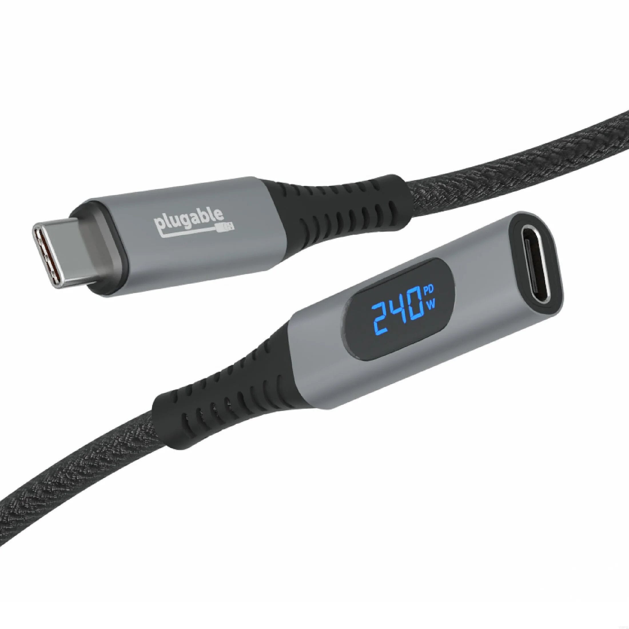 Plugable 3.3' USB C Extension Cable with Built-in Multimeter Tester