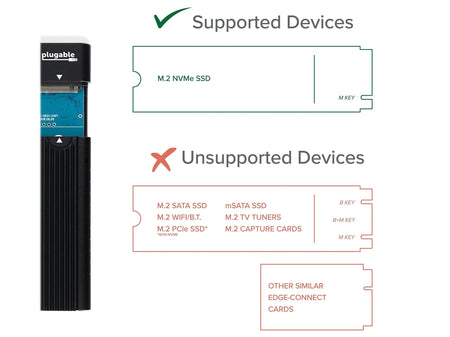 Plugable M.2 USB 3.1 NVMe External Hard Drive Enclosure, SSD, Black