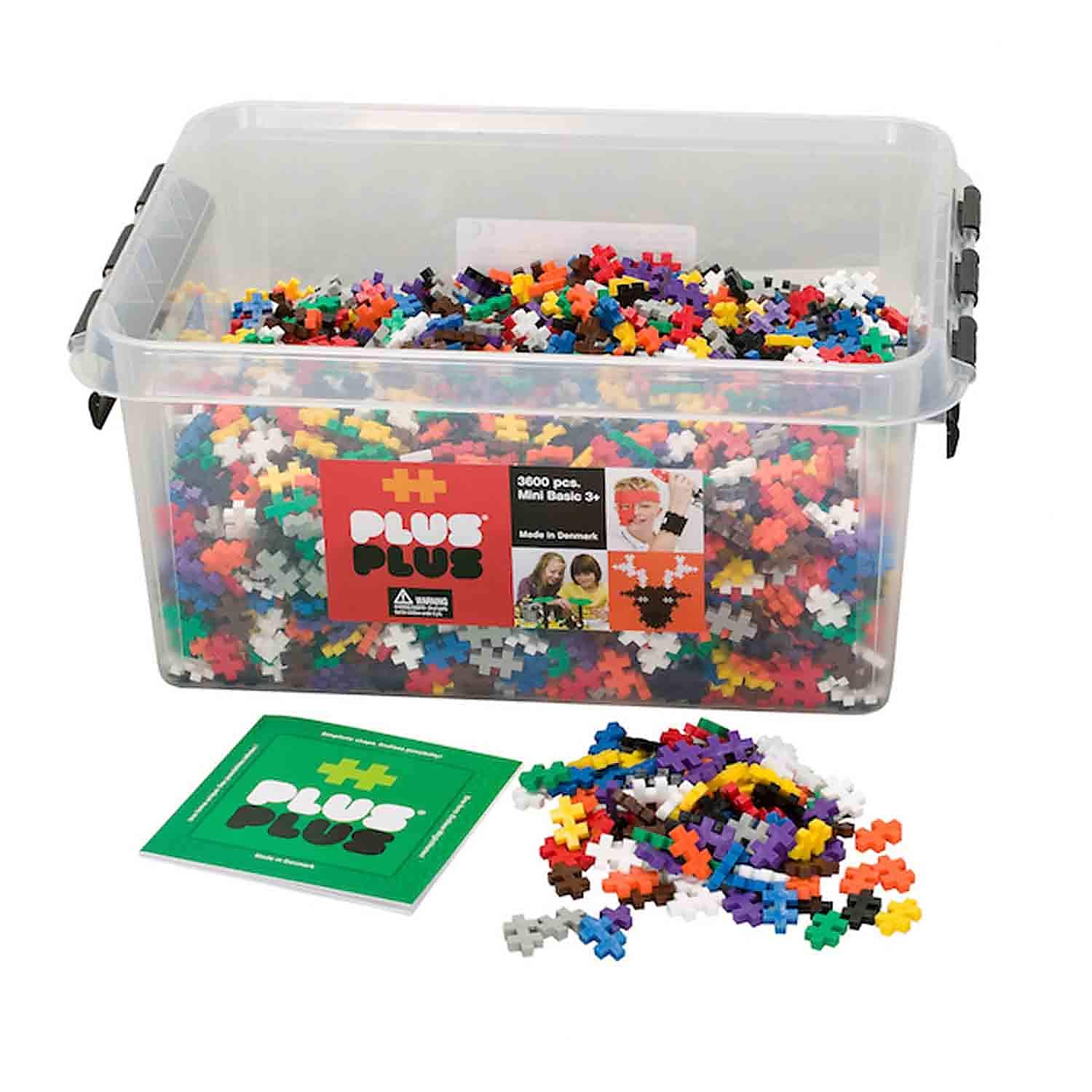 Plus-Plus Plastic Open Play School Set, 3600 Pieces, Basic Colors