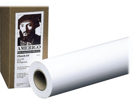 PM Company Amerigo Check-24 Wide Format CAD Paper, 24" x 150'