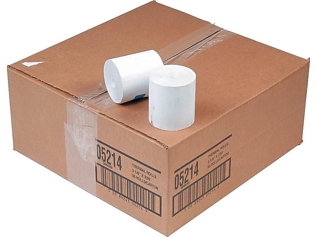 PM Company Thermal Cash Register Paper Rolls, 3 1/8