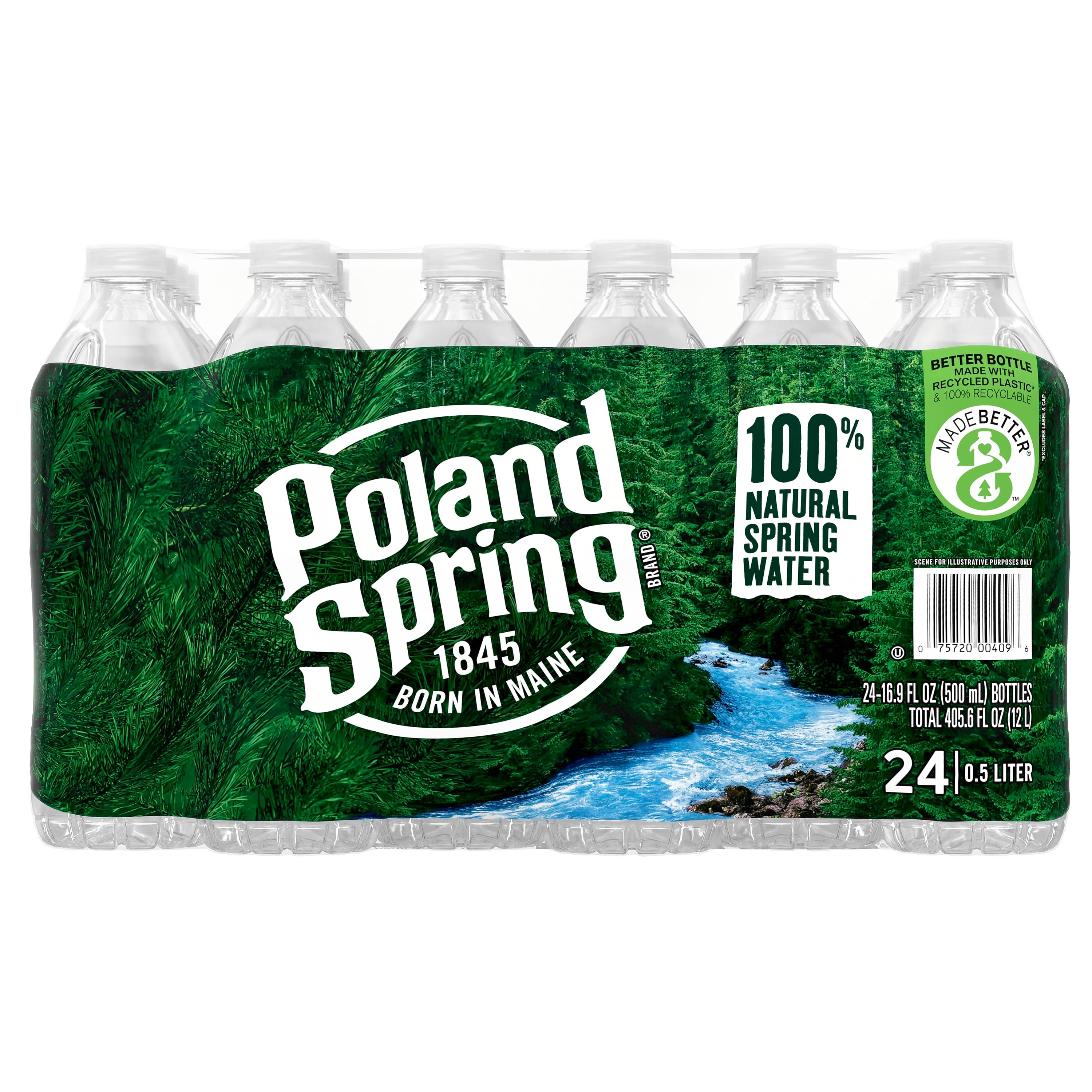 Poland Spring 100% Natural Spring Water, Regular Flavor, 16.9 oz., 24/Carton
