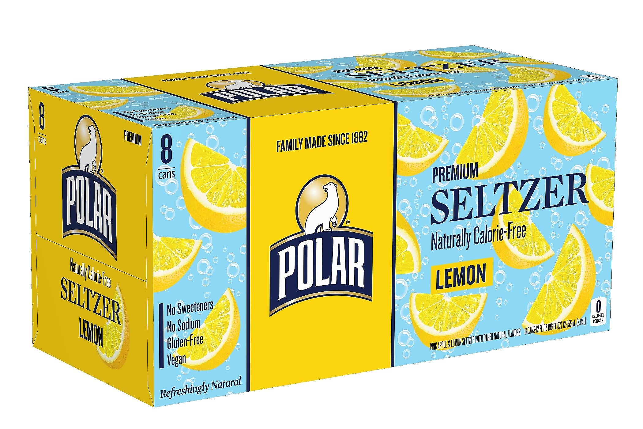Polar Lemon Sparkling Water, 12 oz., 24/Carton