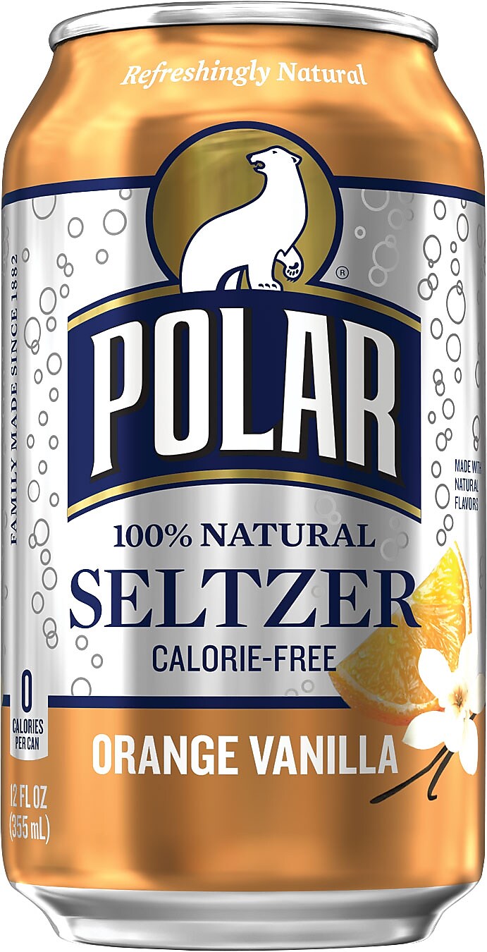 Polar Orange Vanilla Seltzer, 12 oz. Cans, 24/Cartons