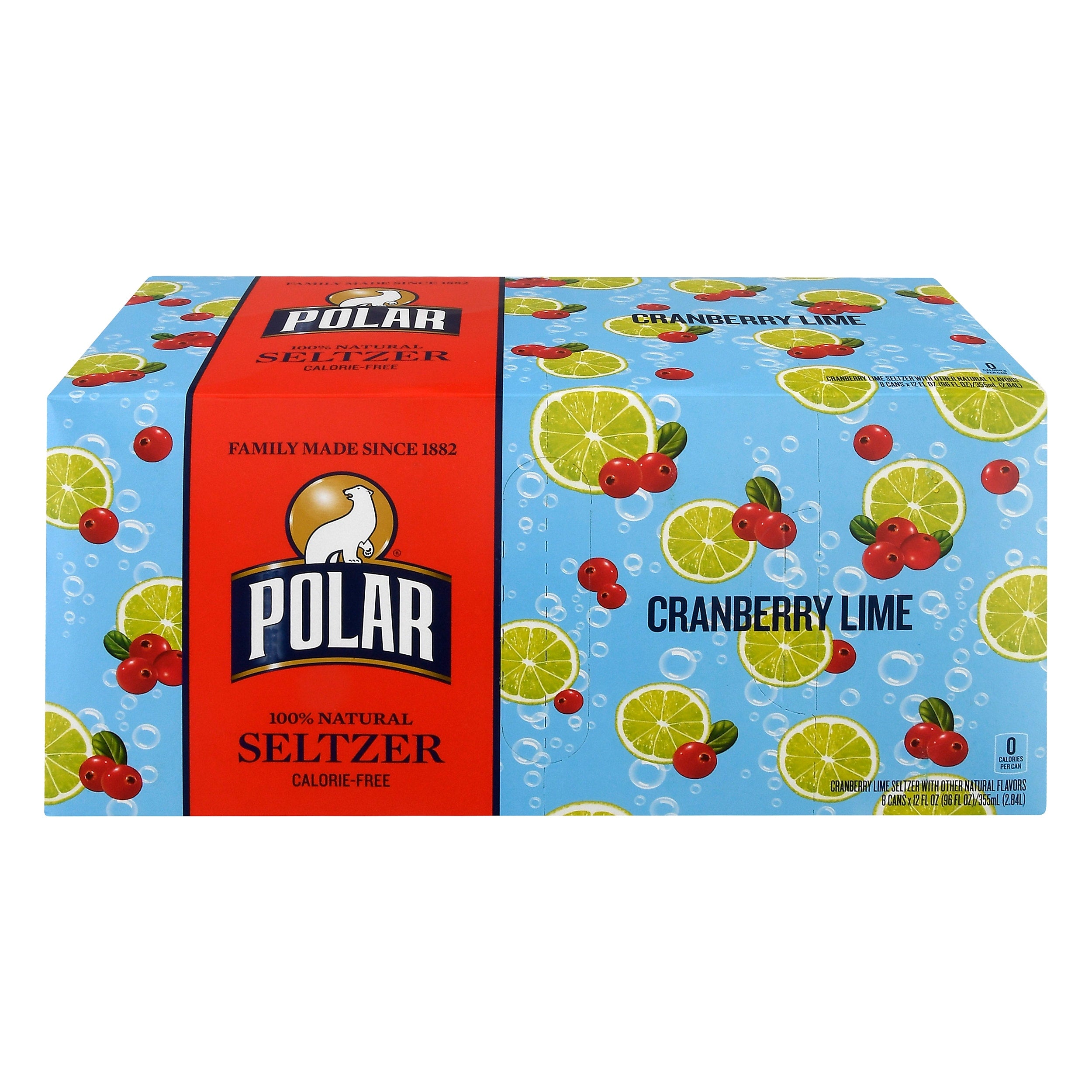 Polar Seltzer Cranberry Lime Flavored Water, 12 oz., 24/Carton