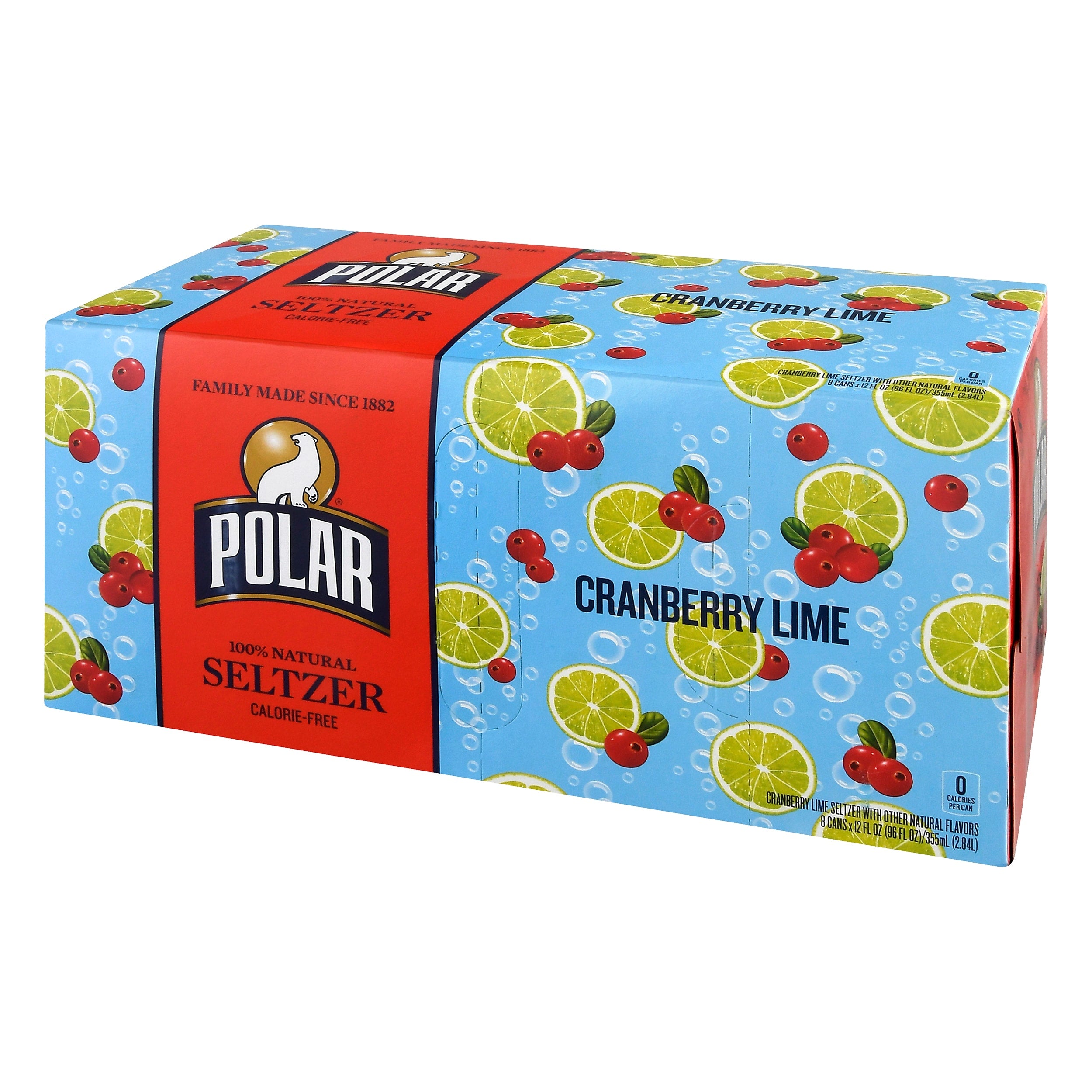 Polar Seltzer Cranberry Lime Flavored Water, 12 oz., 24/Carton