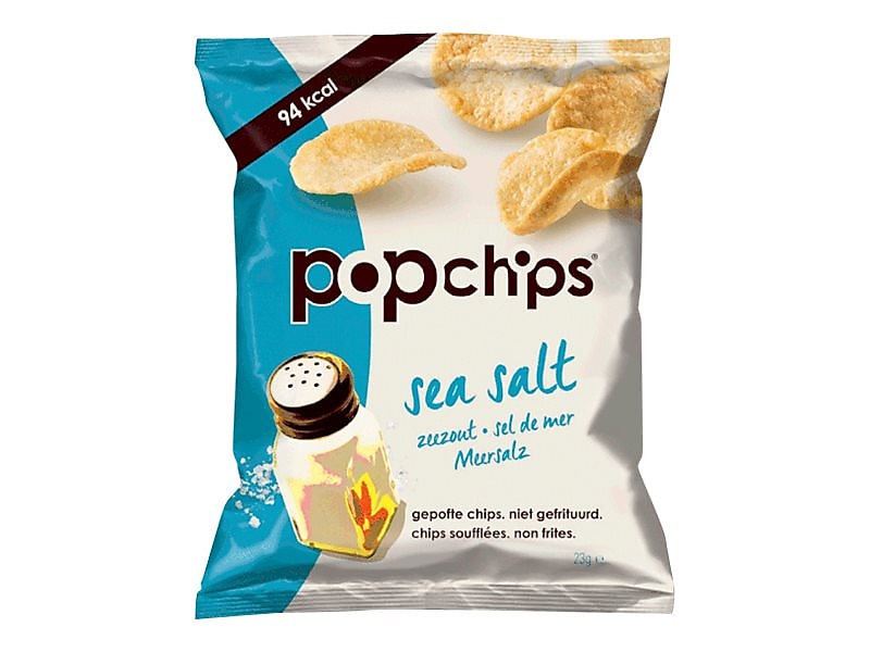 popchips Sea Salt Potato Chips, 0.8 oz., 24/Carton