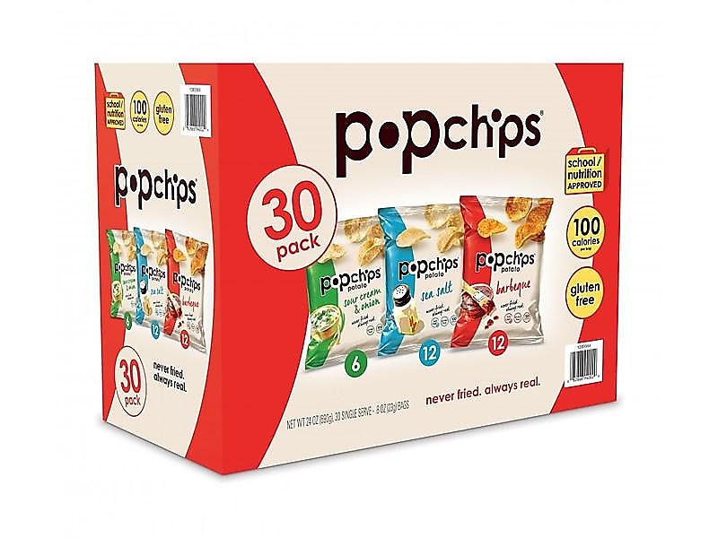 popchips Variety Potato Chips, 0.8 oz., 30/Carton