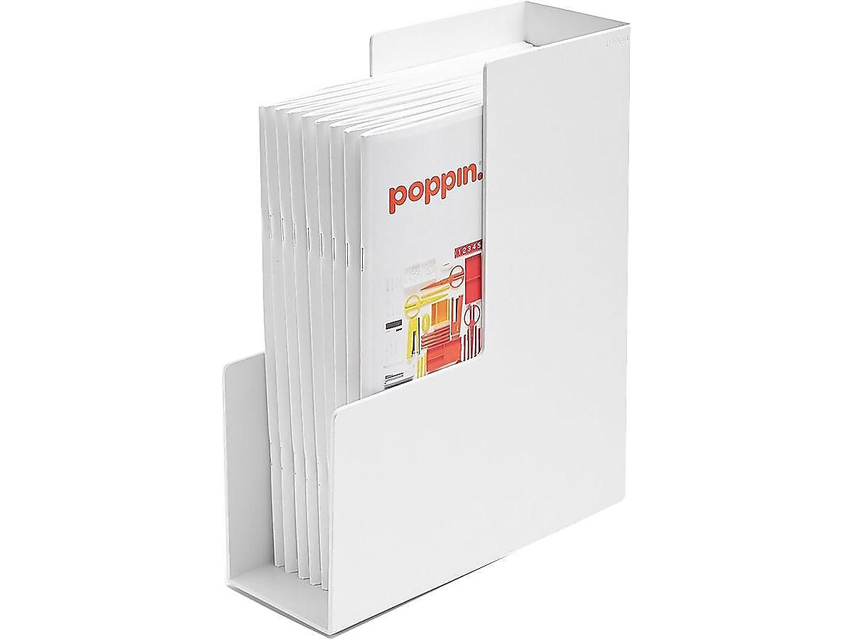 Poppin 12.25"H x 3.75"W x 9.75"D Plastic Magazine File, White, Each