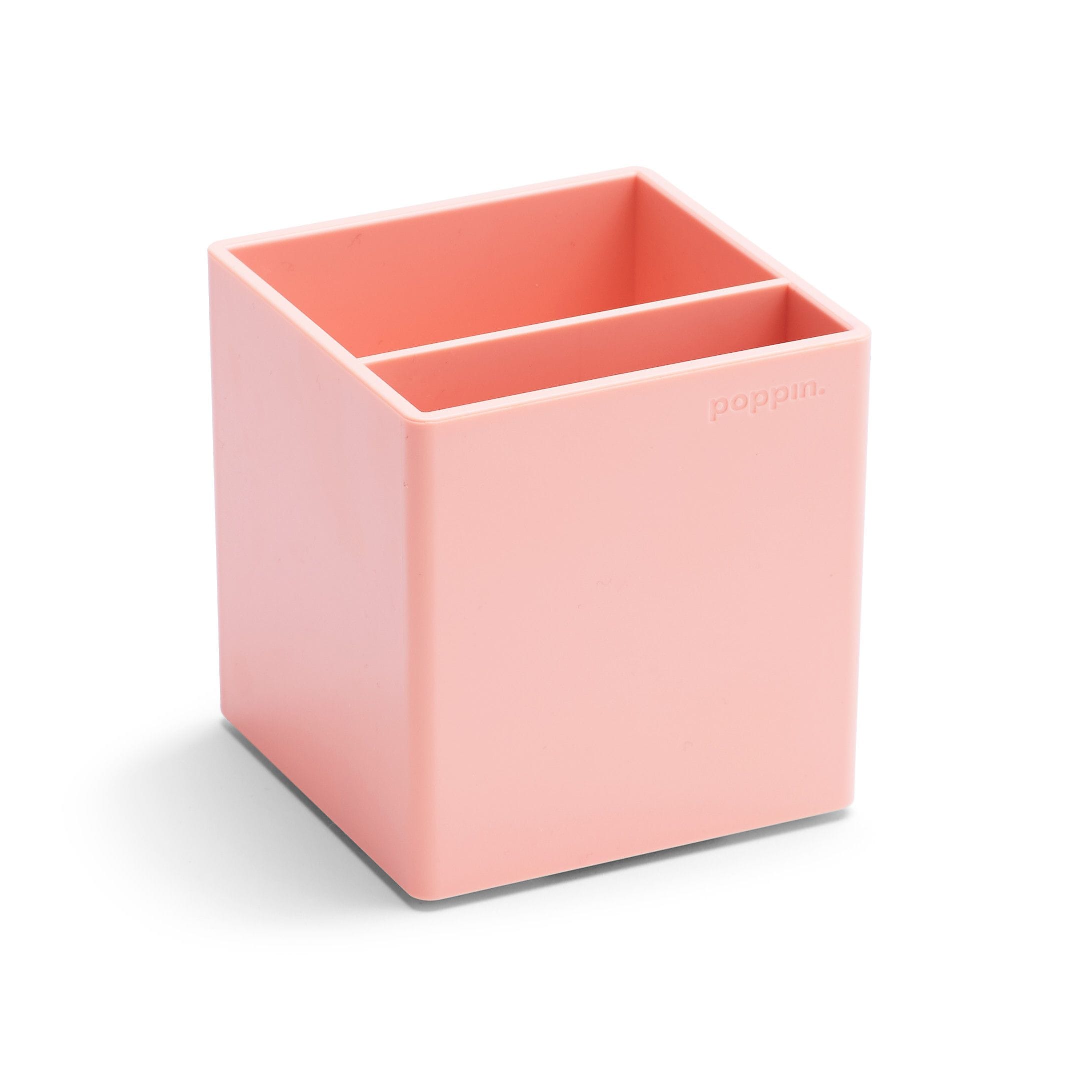 Poppin 2 Compartment Plastic Pen Cup, Blush