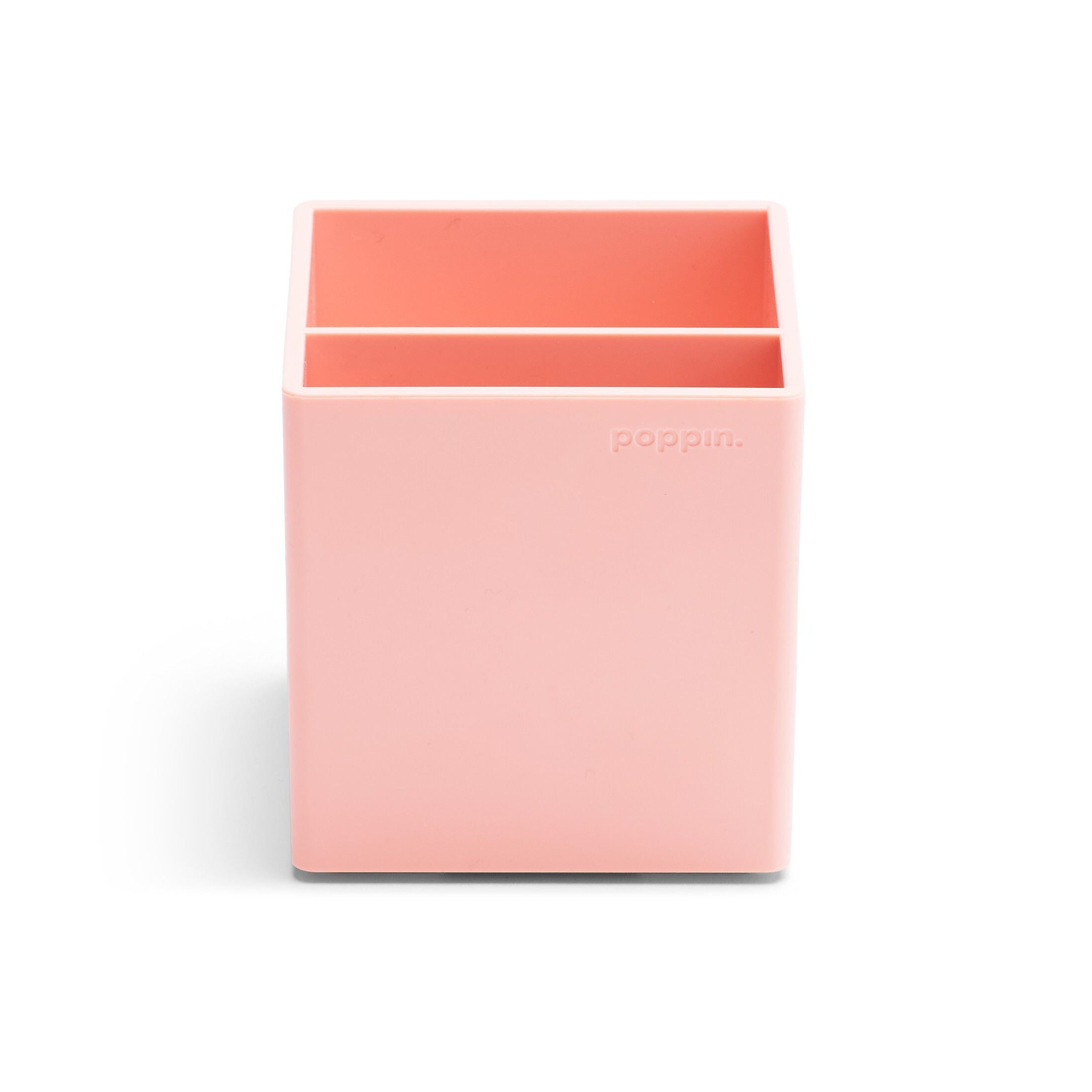 Poppin 2 Compartment Plastic Pen Cup, Blush