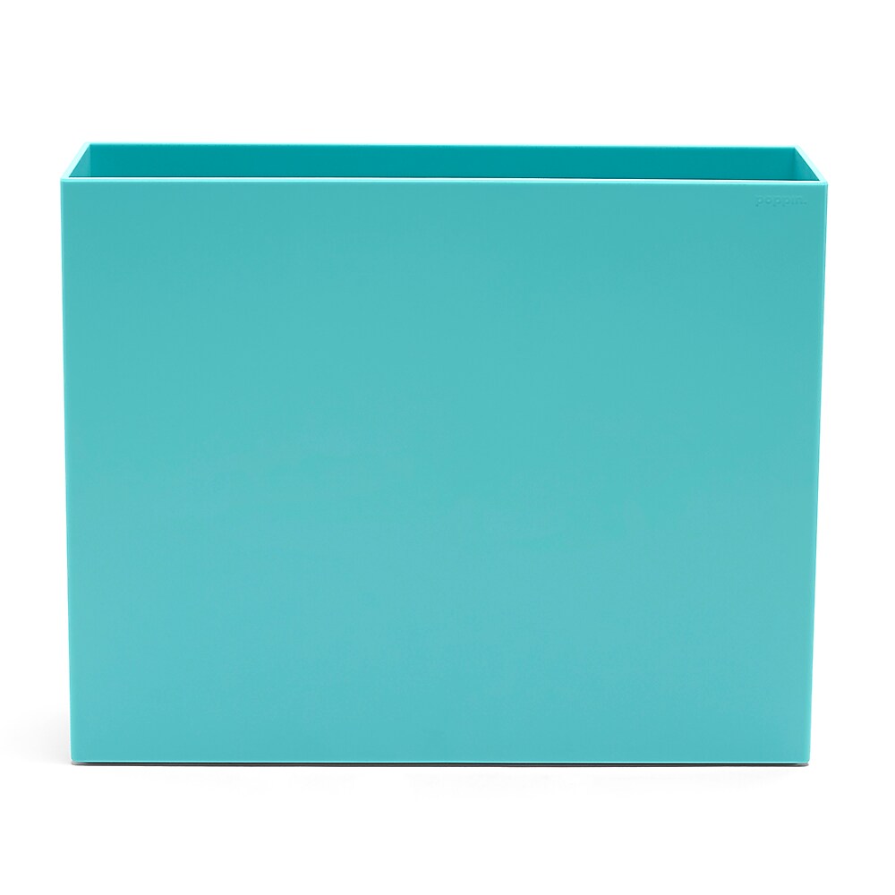 Poppin ABS Plastic File Box, Aqua, 4 Count