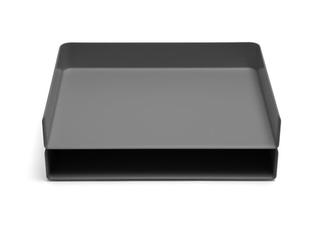 Poppin Landscape Stackable Front Loading Letter Tray, Letter Size, Dark Gray