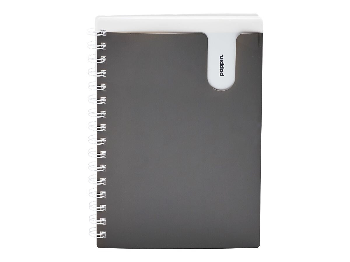 Poppin Pocket Notebook, 8.5" x 6", College Ruled, 80 Sheets, Dark Gray