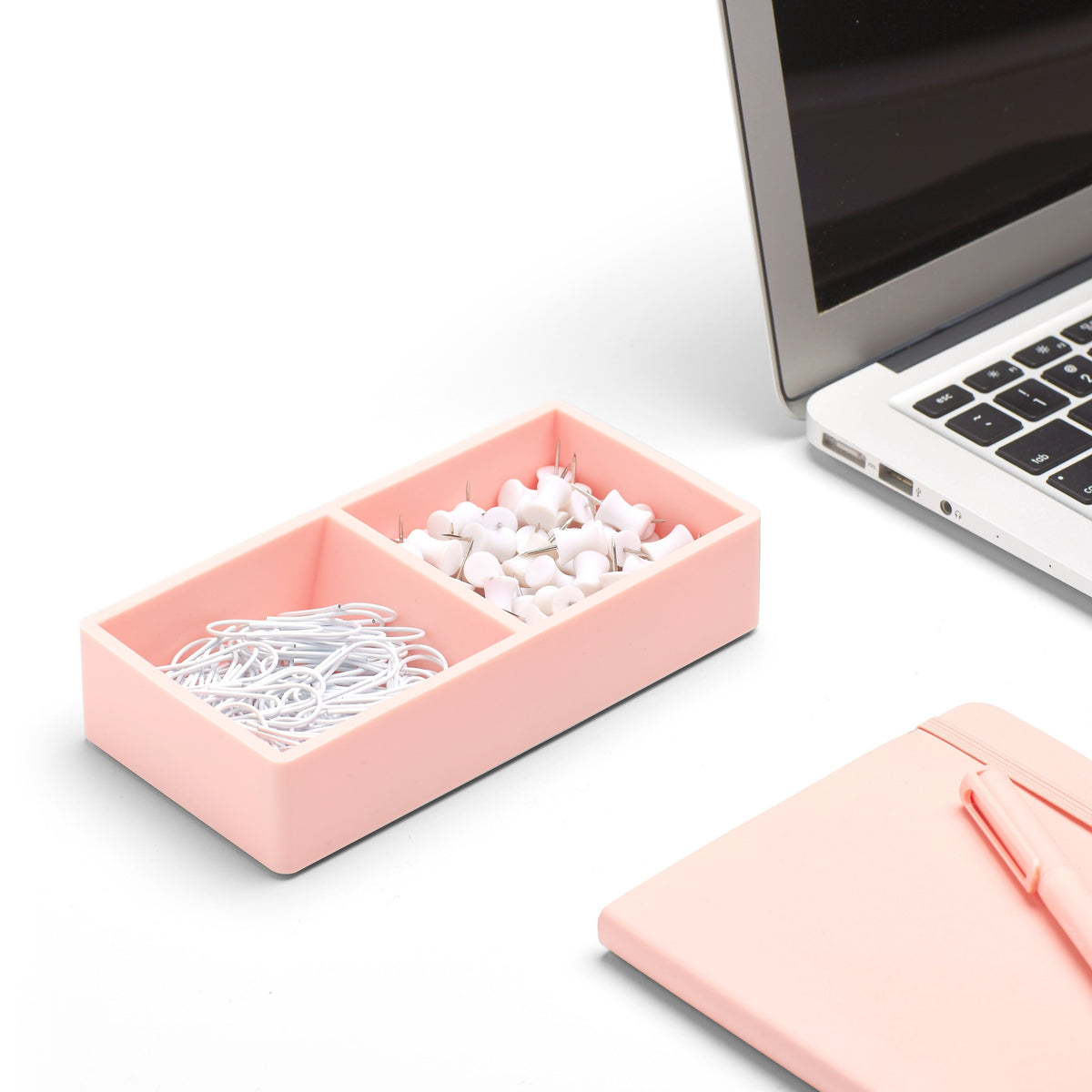 Poppin Softie This + That 2-Compartment Silicone Accessory Tray, Blush