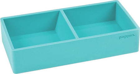 Poppin This + That 2-Compartment Silicone Accessory Tray, Aqua