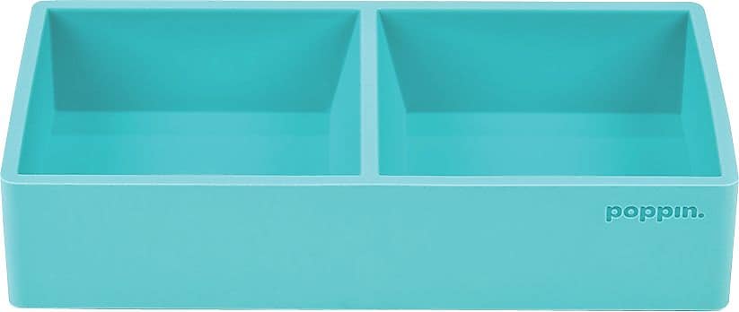 Poppin This + That 2-Compartment Silicone Accessory Tray, Aqua