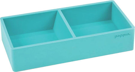 Poppin This + That 2-Compartment Silicone Accessory Tray, Aqua