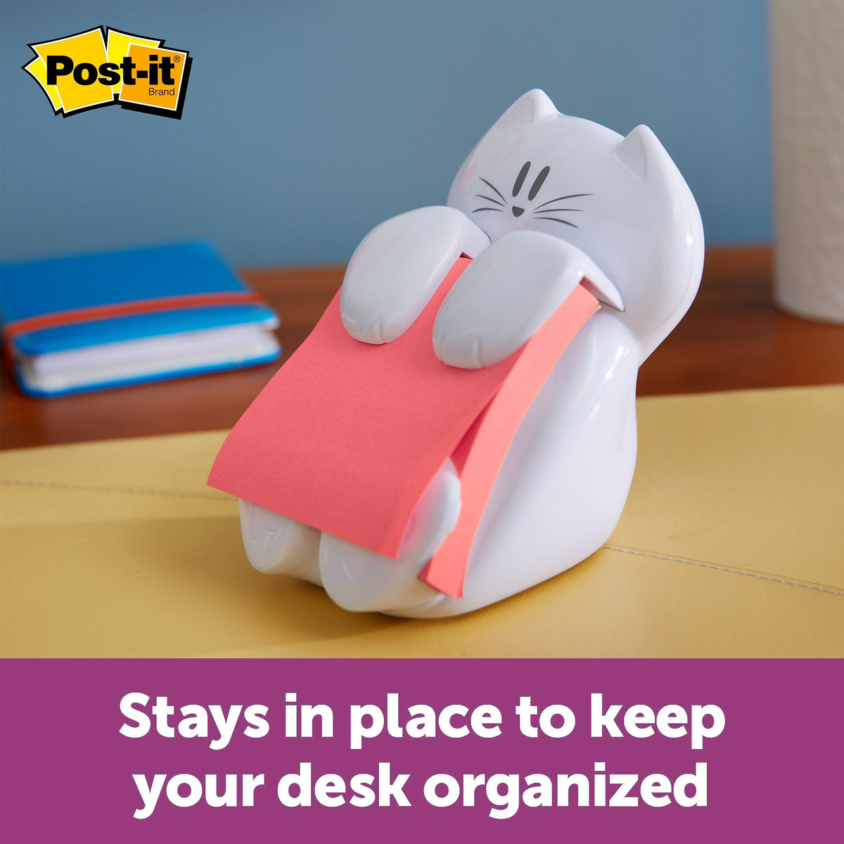 Post-it® Cat Pop-Up Dispenser for 3" x 3" Notes, White