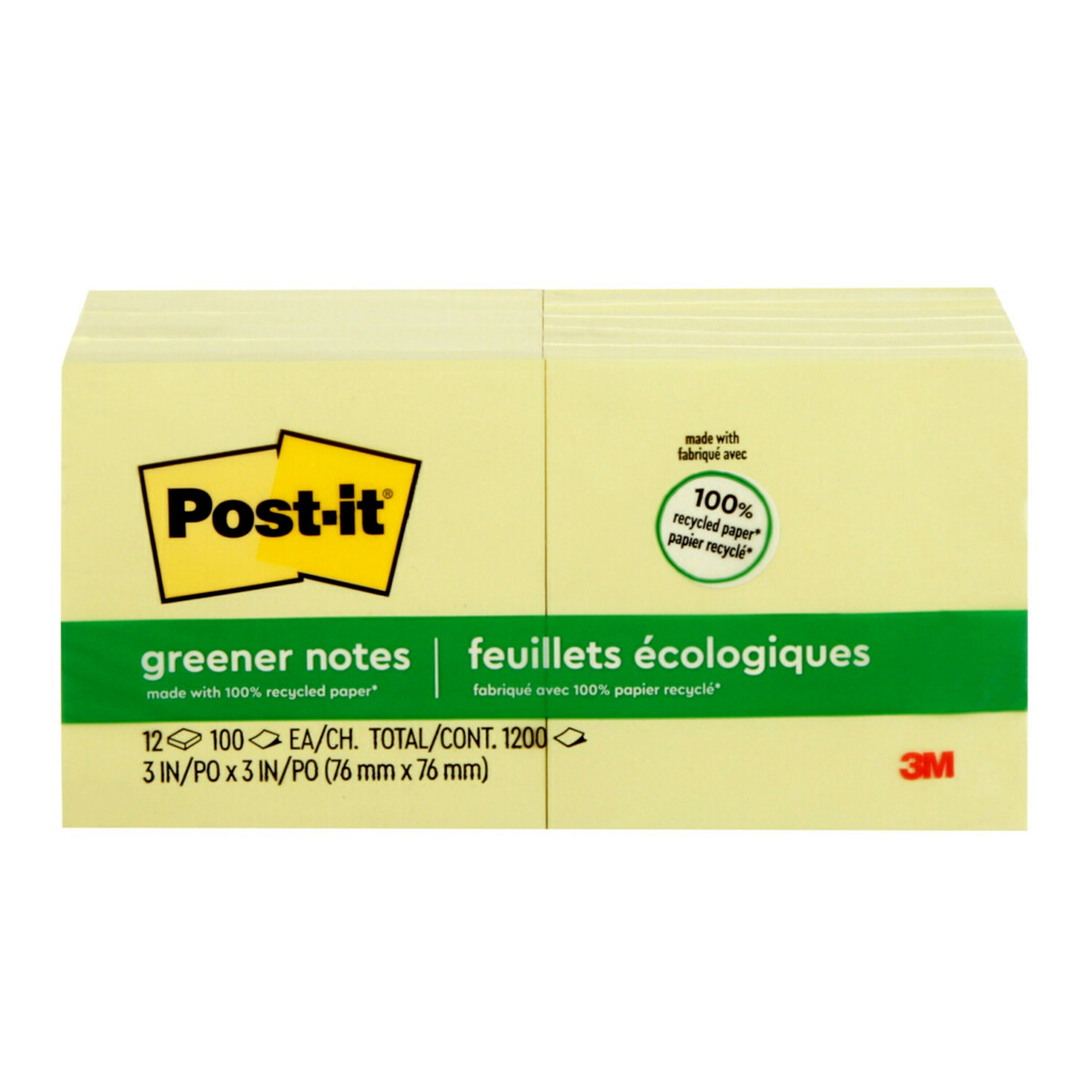Post-it Greener Recycled Notes, 3