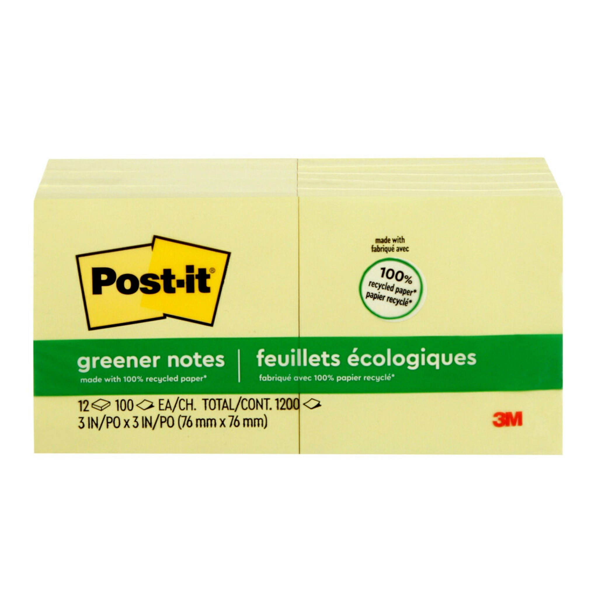 Post-it Greener Recycled Notes, 3
