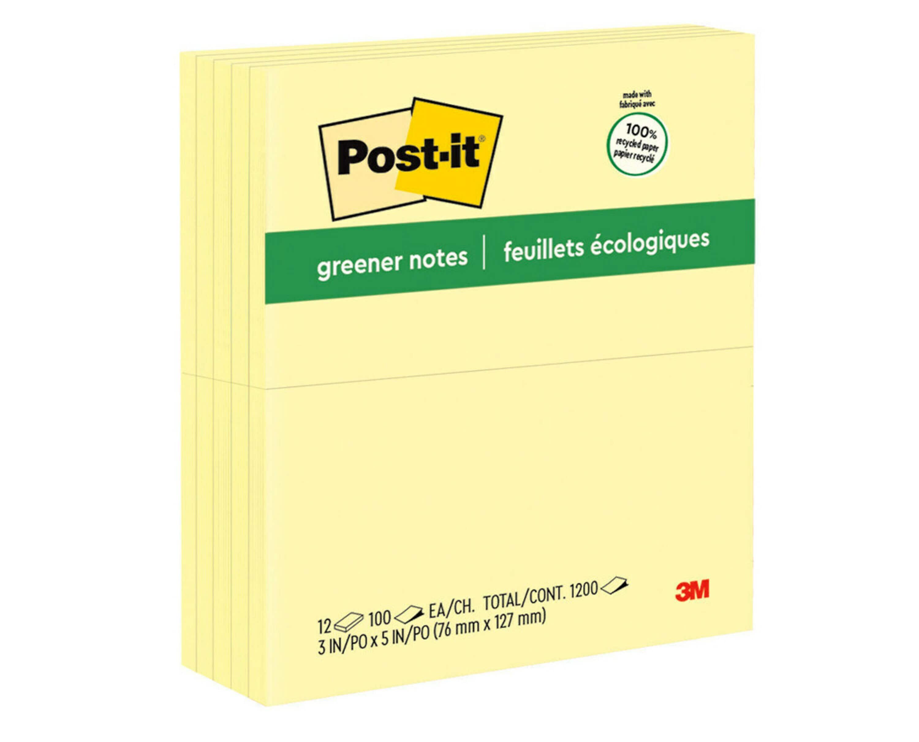Post-it Greener Recycled Notes, 3