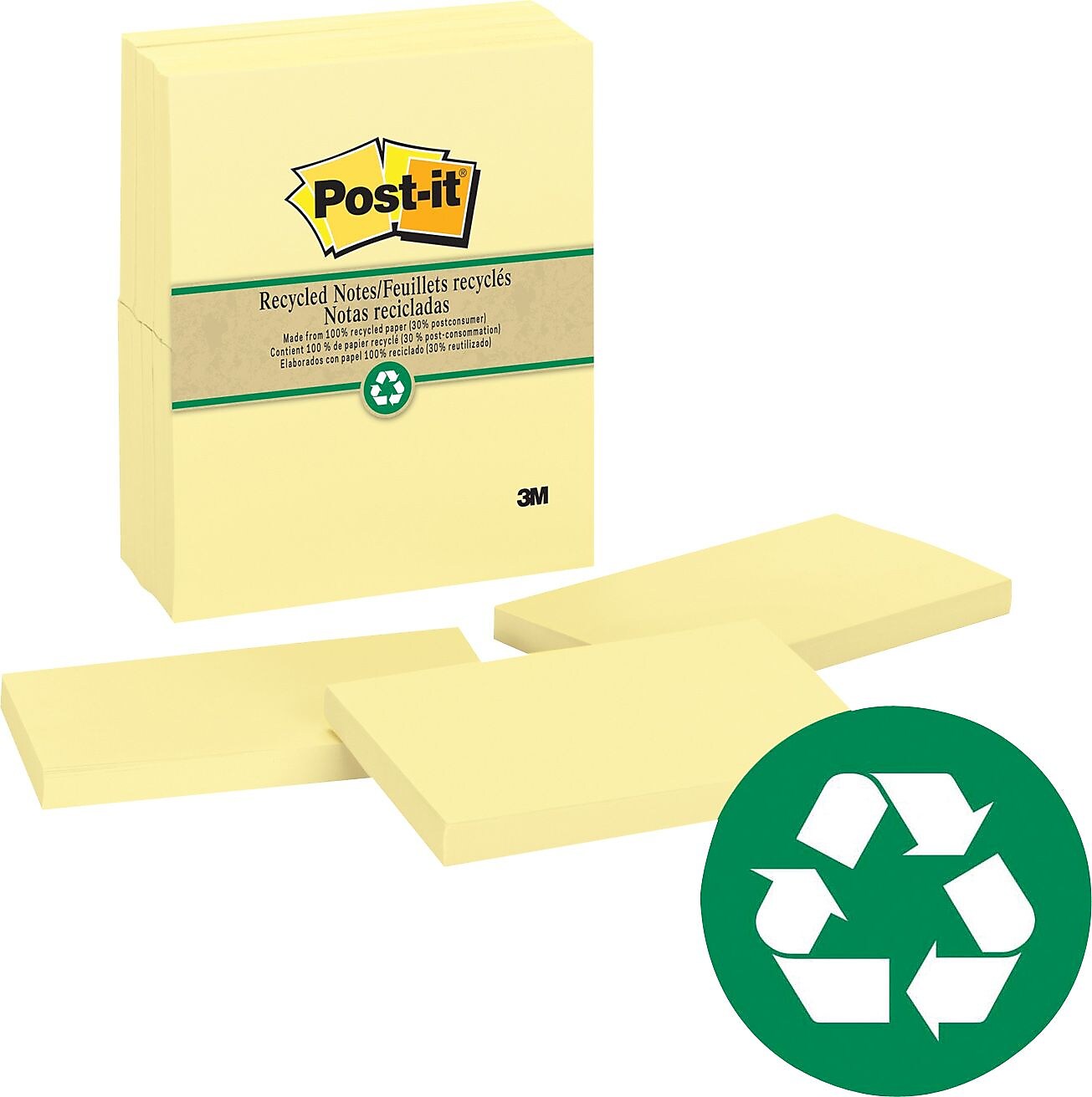 Post-it Greener Recycled Notes, 3