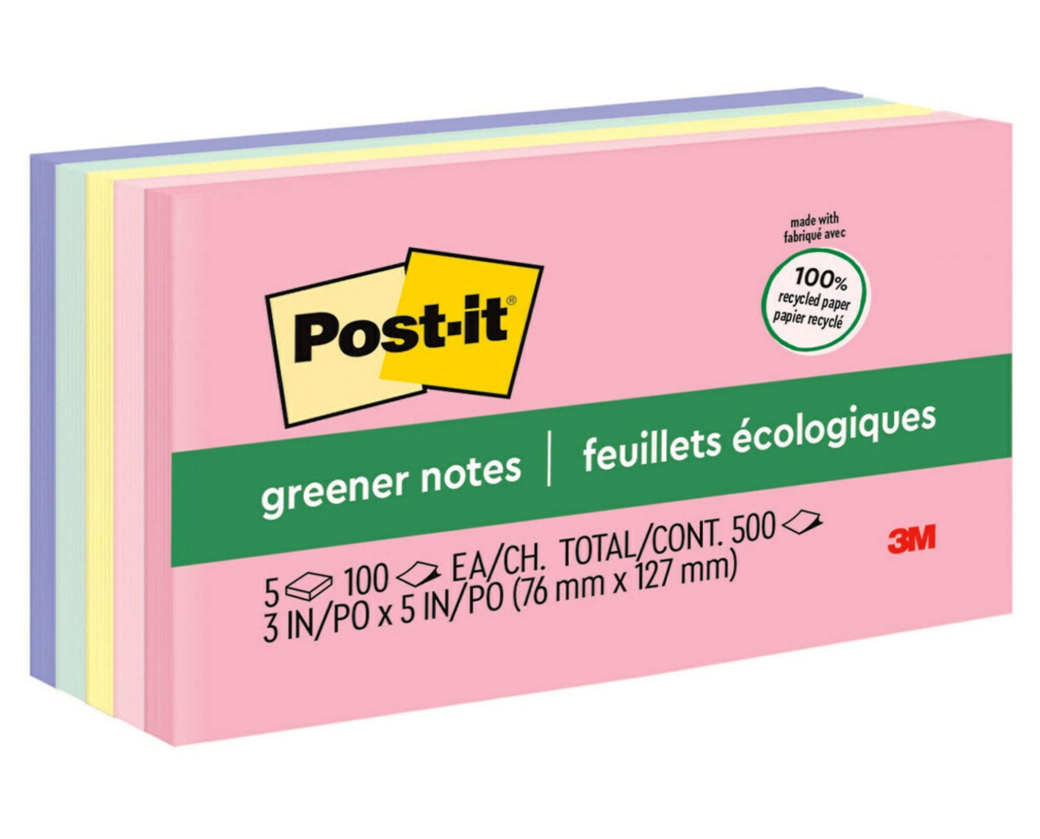 Post-it Greener Recycled Notes, 3