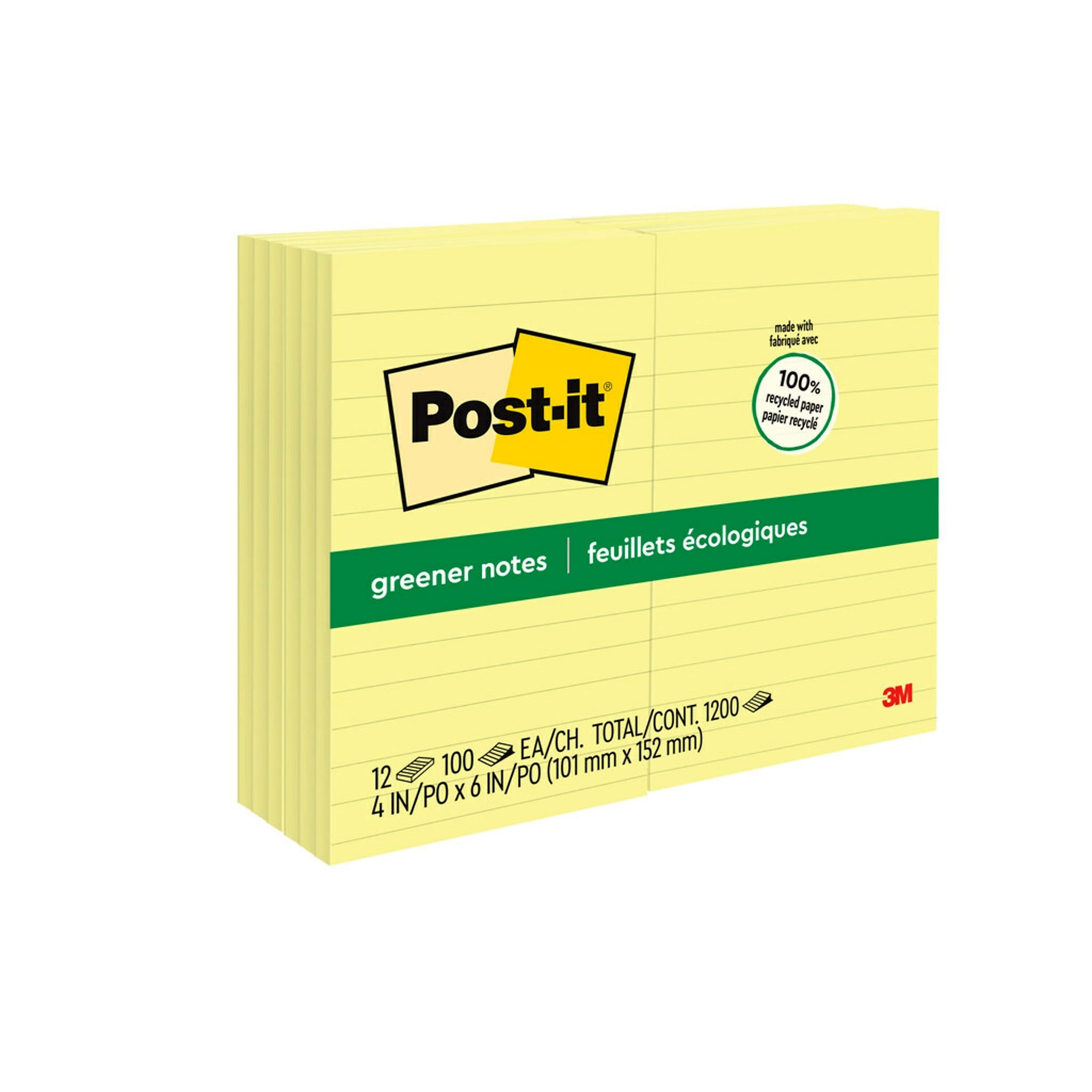 Post-it Greener Recycled Notes, 4