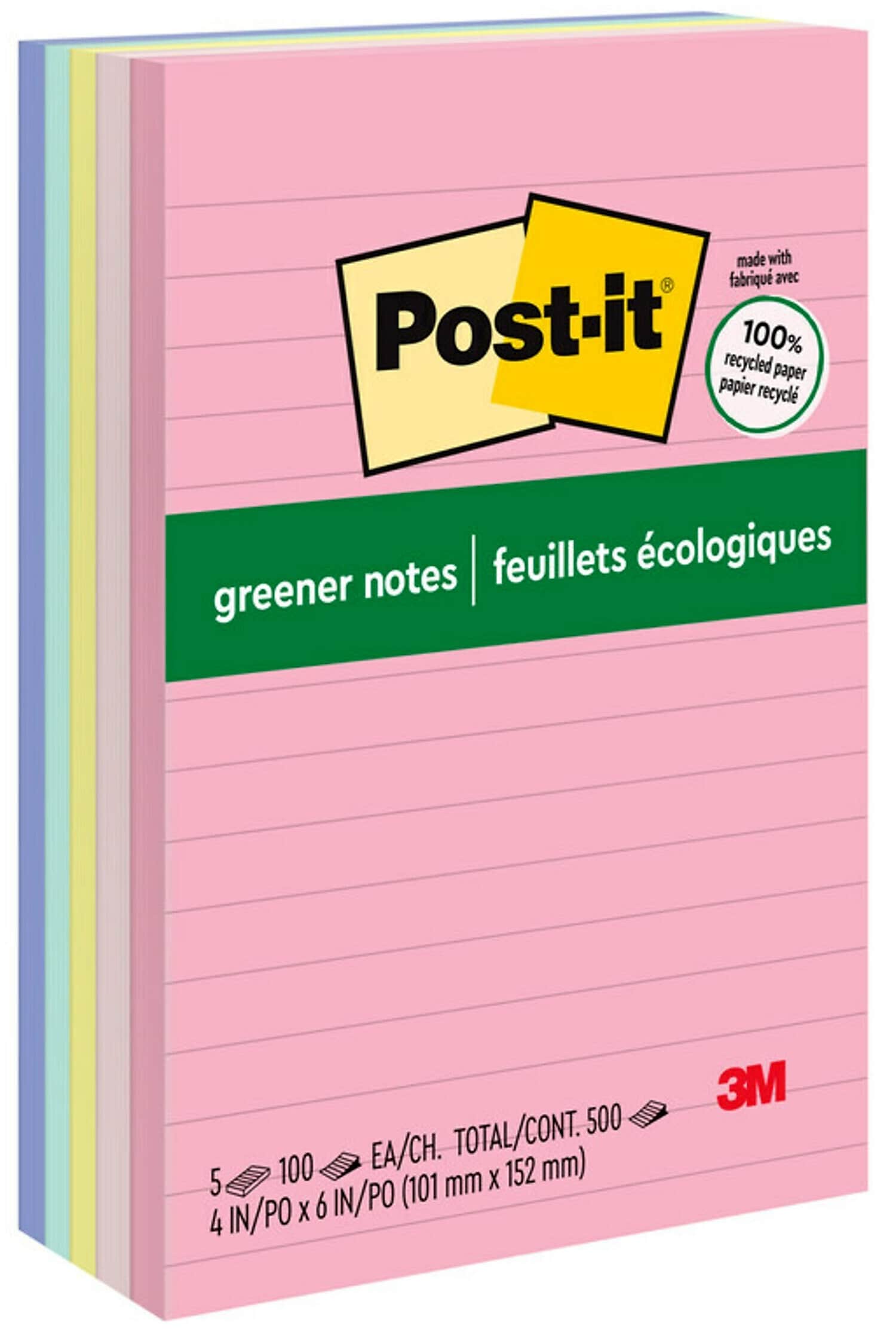 Post-it Greener Recycled Notes, 4