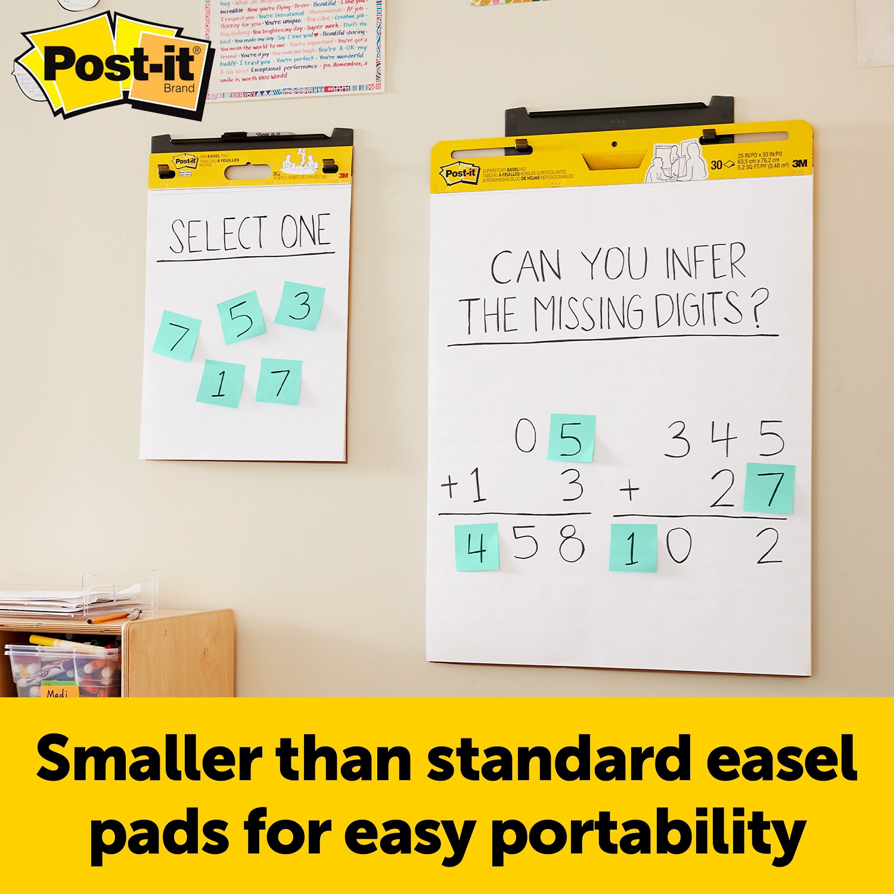 Post-it® Mini Super Sticky Wall Easel Pad, 15" x 18", 20 Sheets/Pad, 2 Pads/Pack