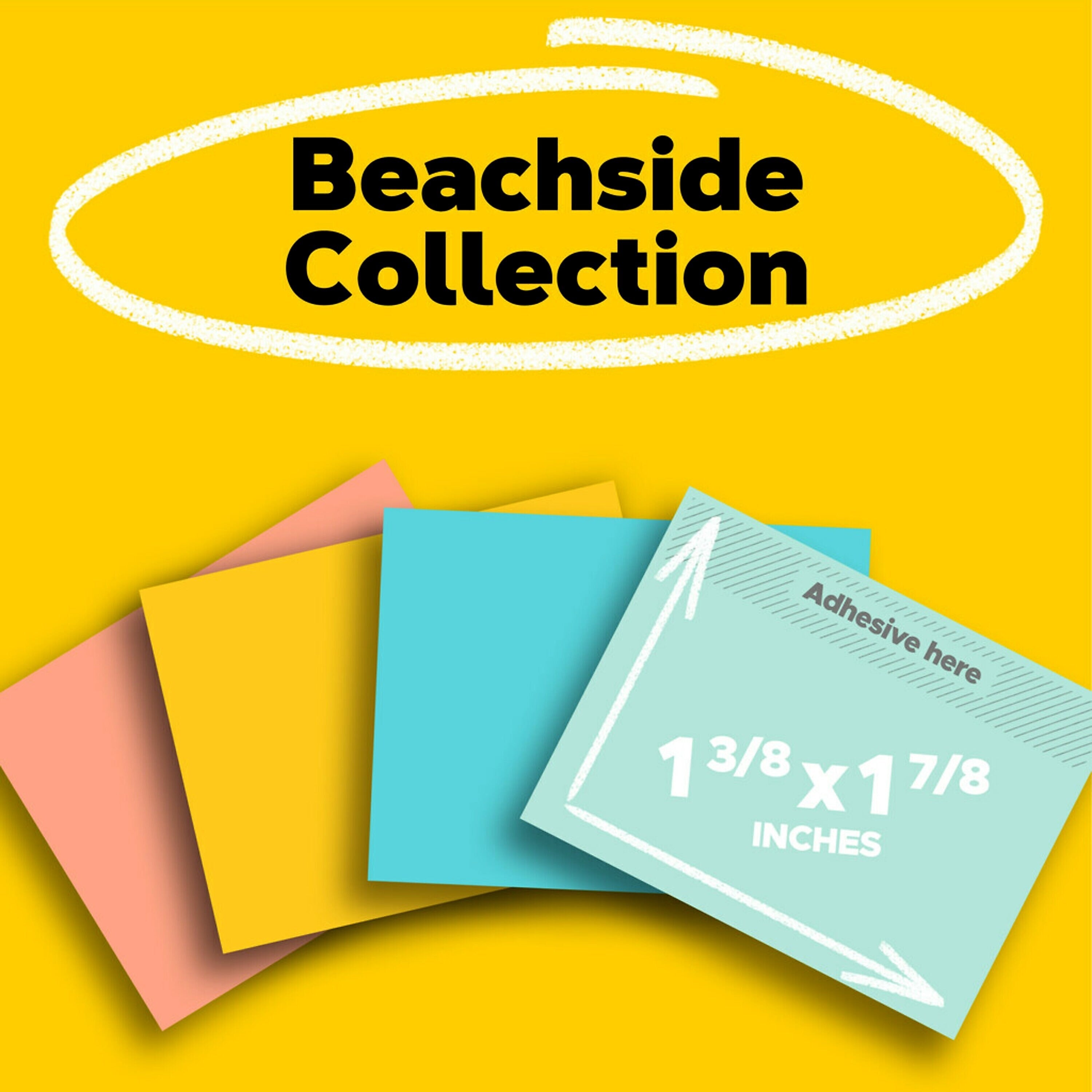 Post-it Notes, 1 3/8" x 1 7/8", Beachside Café Collection, 100 Sheet/Pad, 24 Pads/Pack