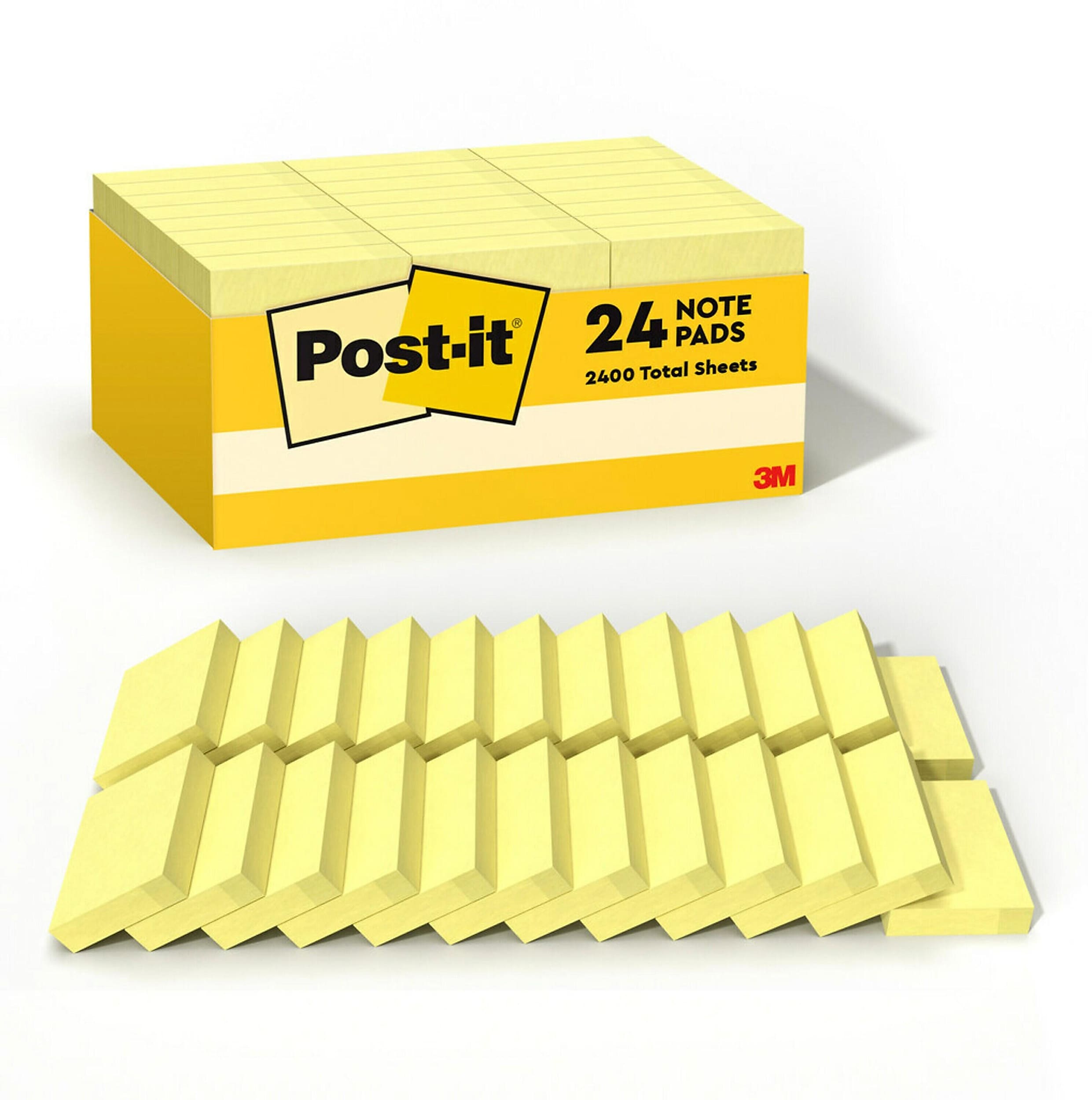 Post-it Notes, 1 3/8" x 1 7/8", Canary Collection, 100 Sheet/Pad, 24 Pads/Pack