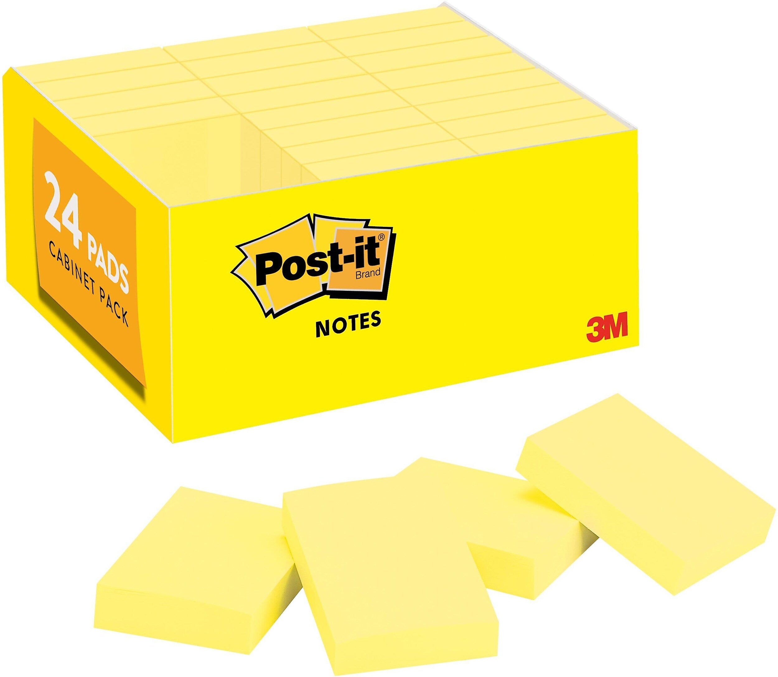 Post-it Notes, 1 3/8" x 1 7/8", Canary Collection, 100 Sheet/Pad, 24 Pads/Pack