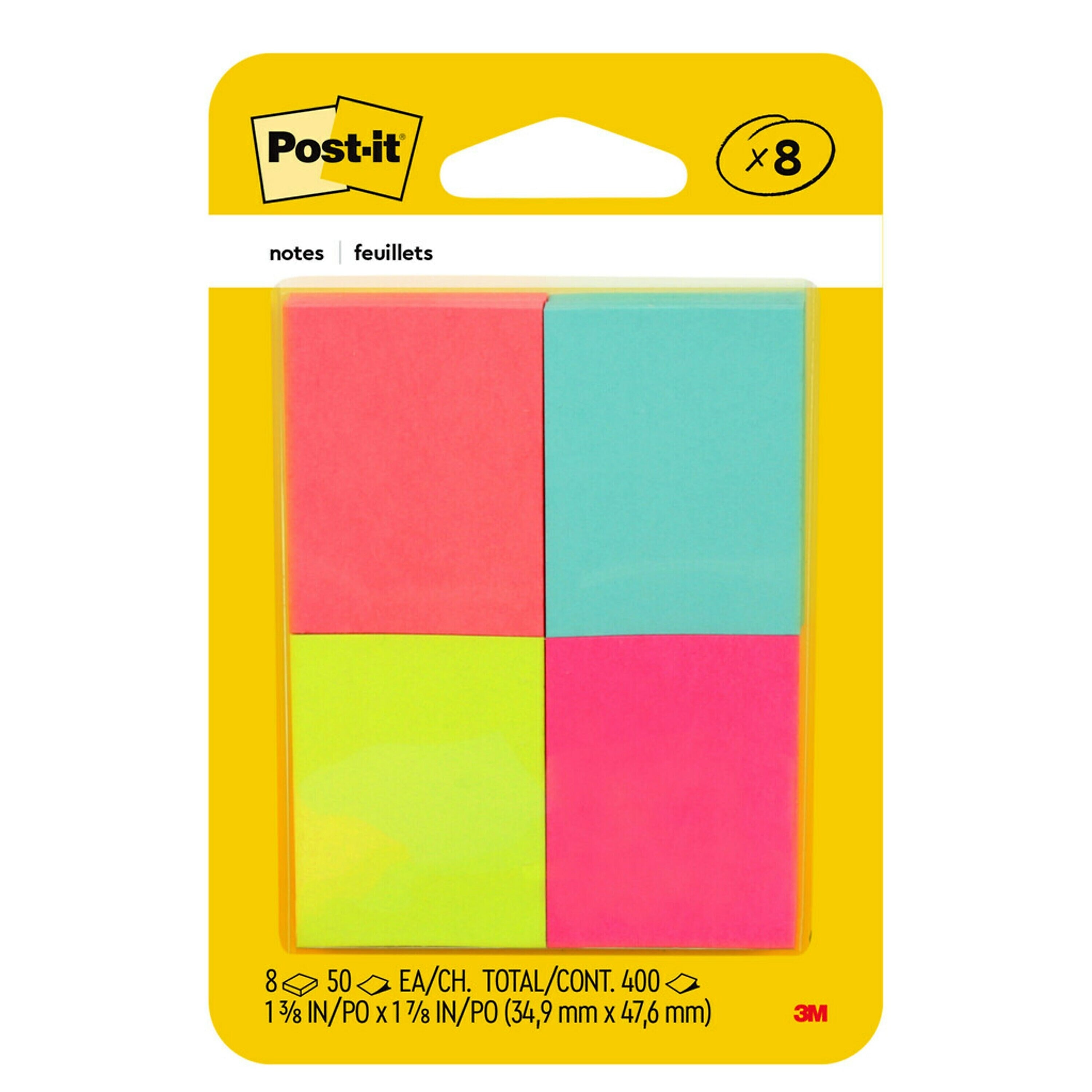 Post-it Notes, 1 3/8" x 1 7/8", Poptimistic Collection, 50 Sheet/Pad, 8 Pads/Pack